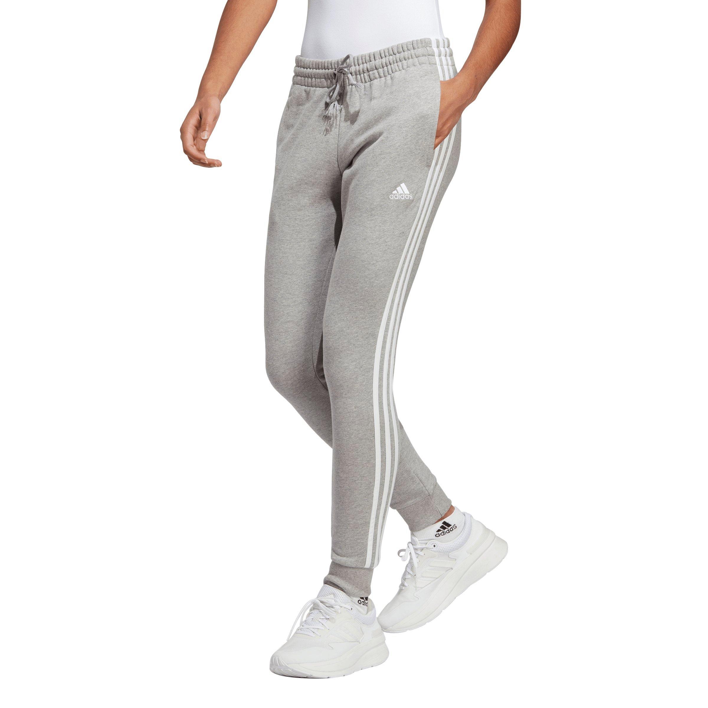 adidas Women's Essentials 3-Stripes Cuffed French Terry Joggers - Grey - GREY Thumbnail View 1