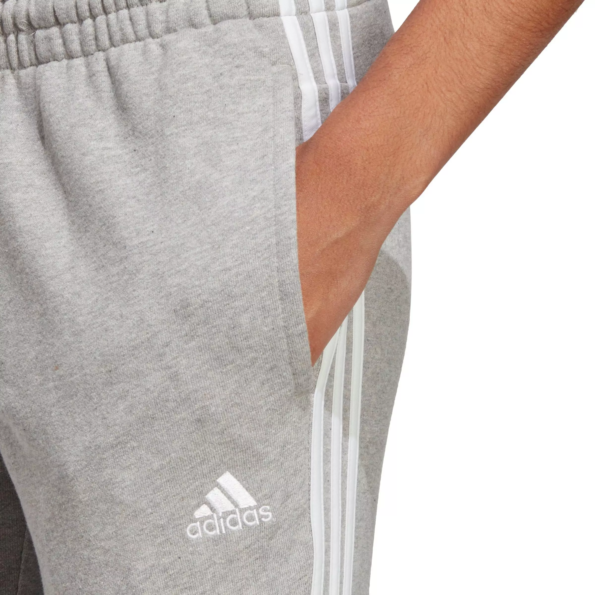 adidas Women's Essentials 3-Stripes Cuffed French Terry Joggers - Grey - GREY