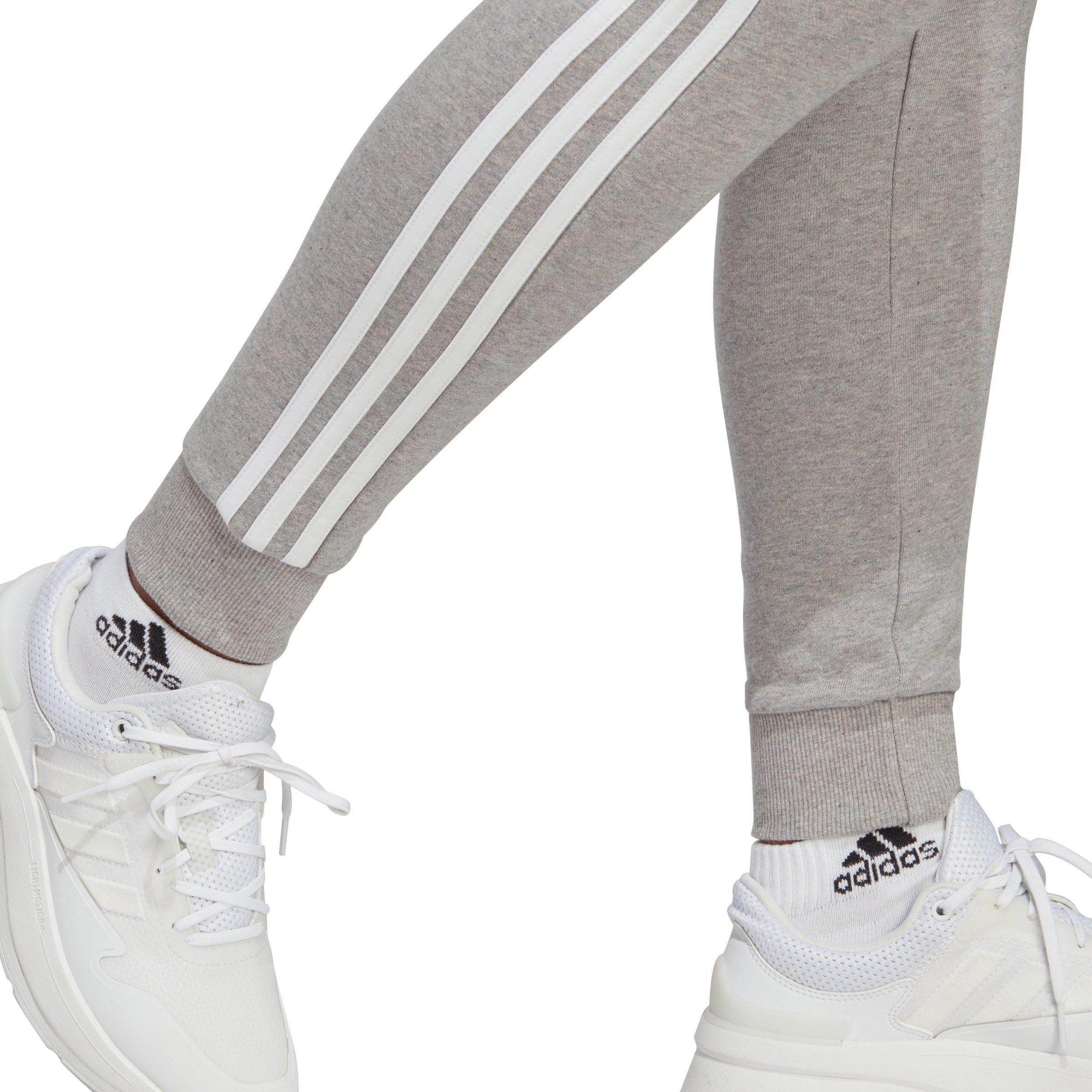 adidas Women's Essentials 3-Stripes Cuffed French Terry Joggers - Grey - GREY Thumbnail View 4
