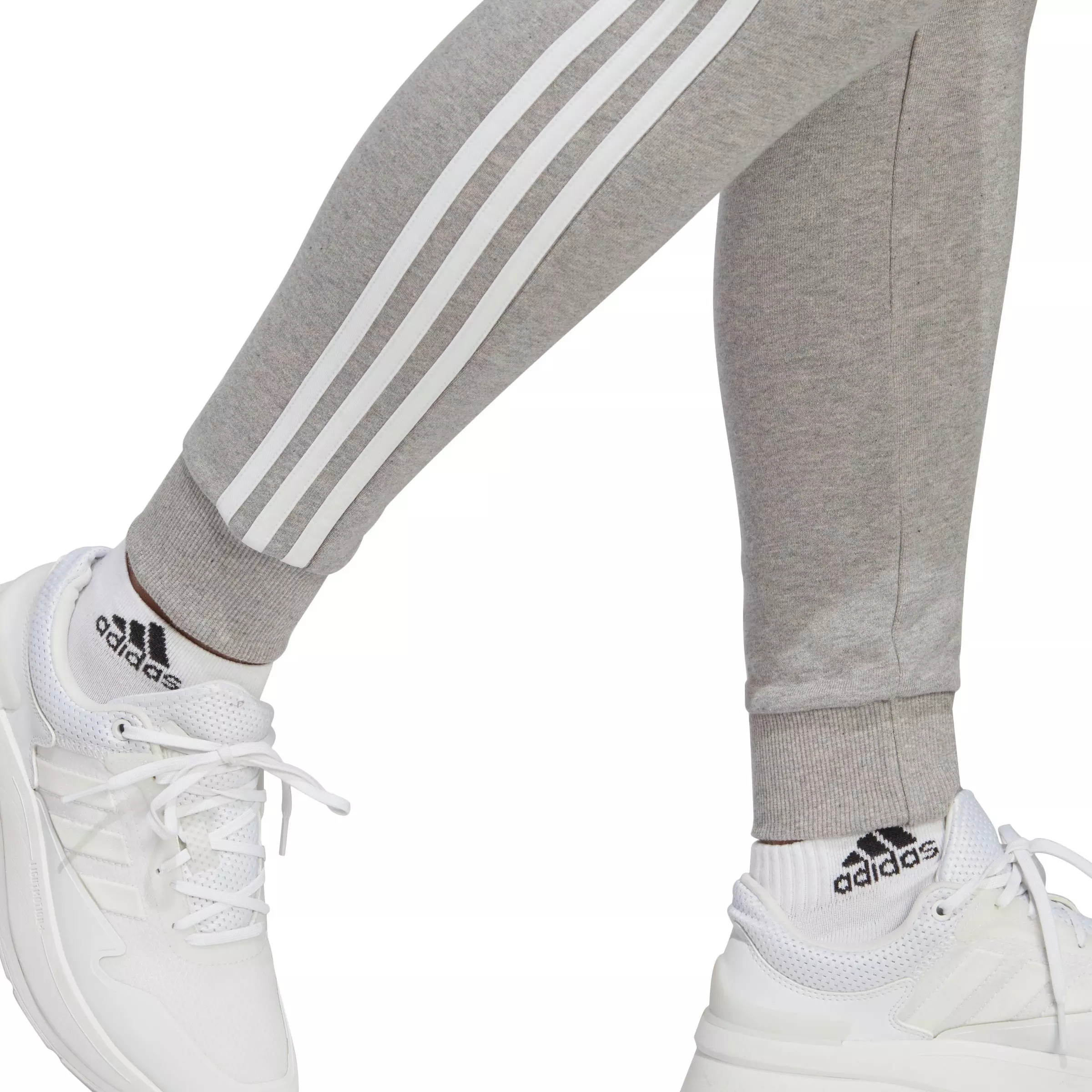 adidas Women's Essentials 3-Stripes Cuffed French Terry Joggers - Grey - GREY