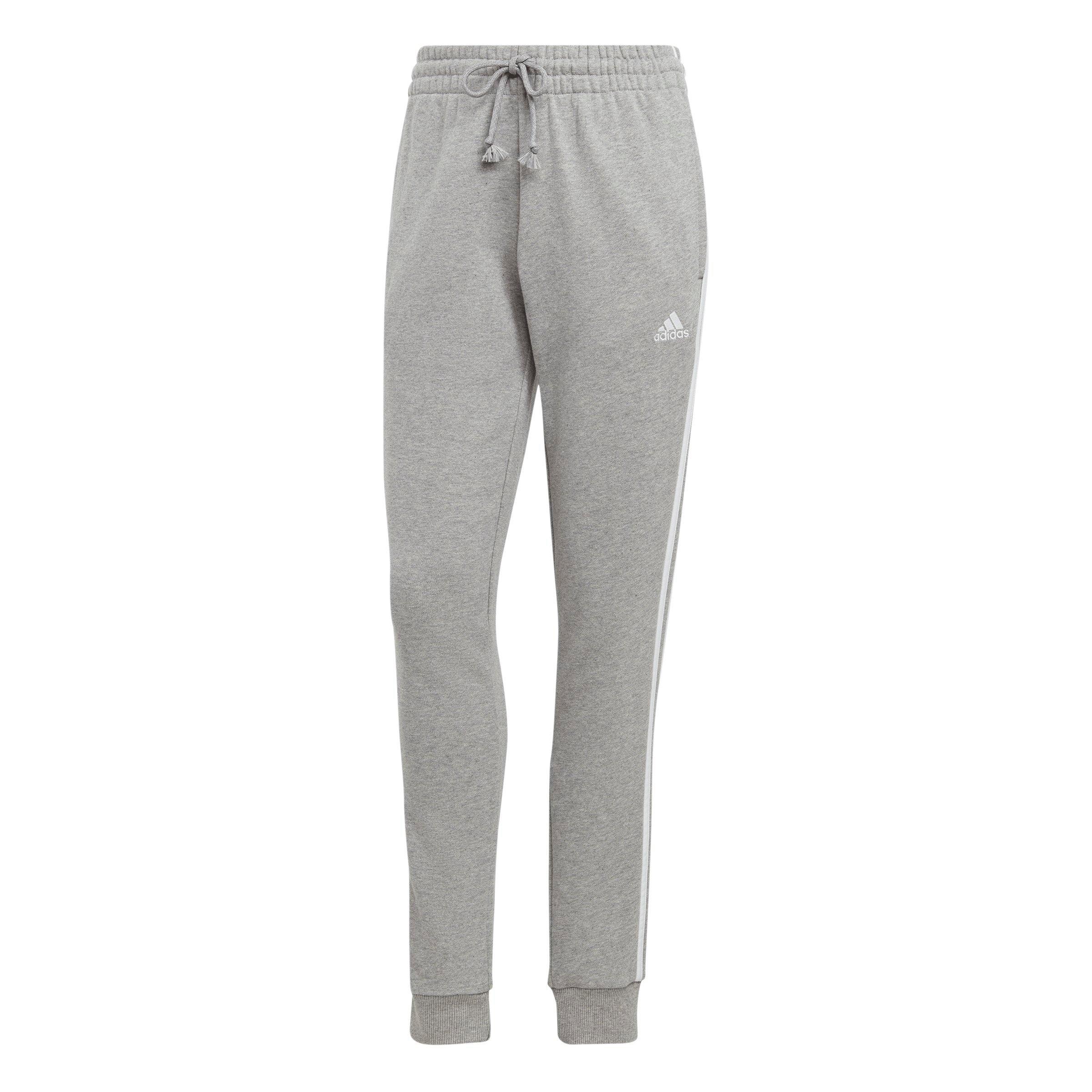 adidas Women's Essentials 3-Stripes Cuffed French Terry Joggers - Grey - GREY Thumbnail View 6