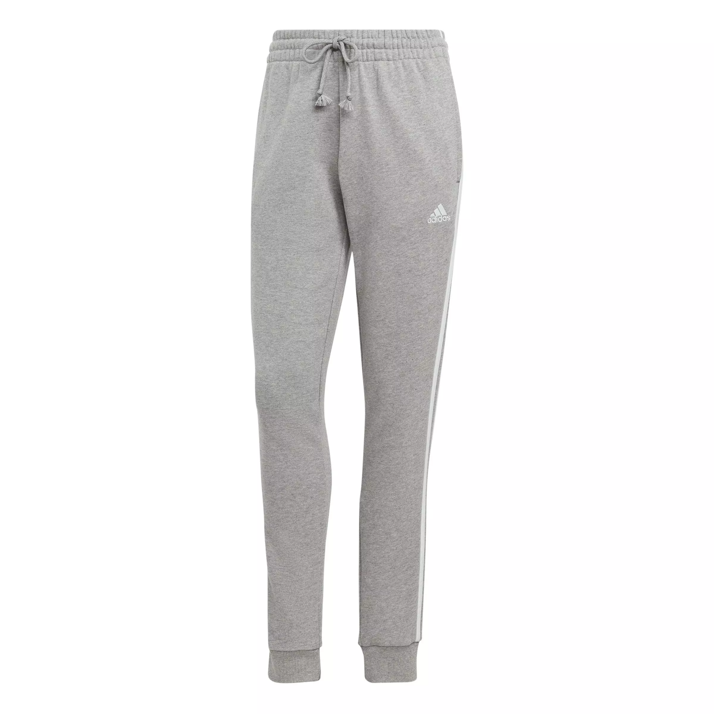 adidas Women's Essentials 3-Stripes Cuffed French Terry Joggers - Grey - GREY