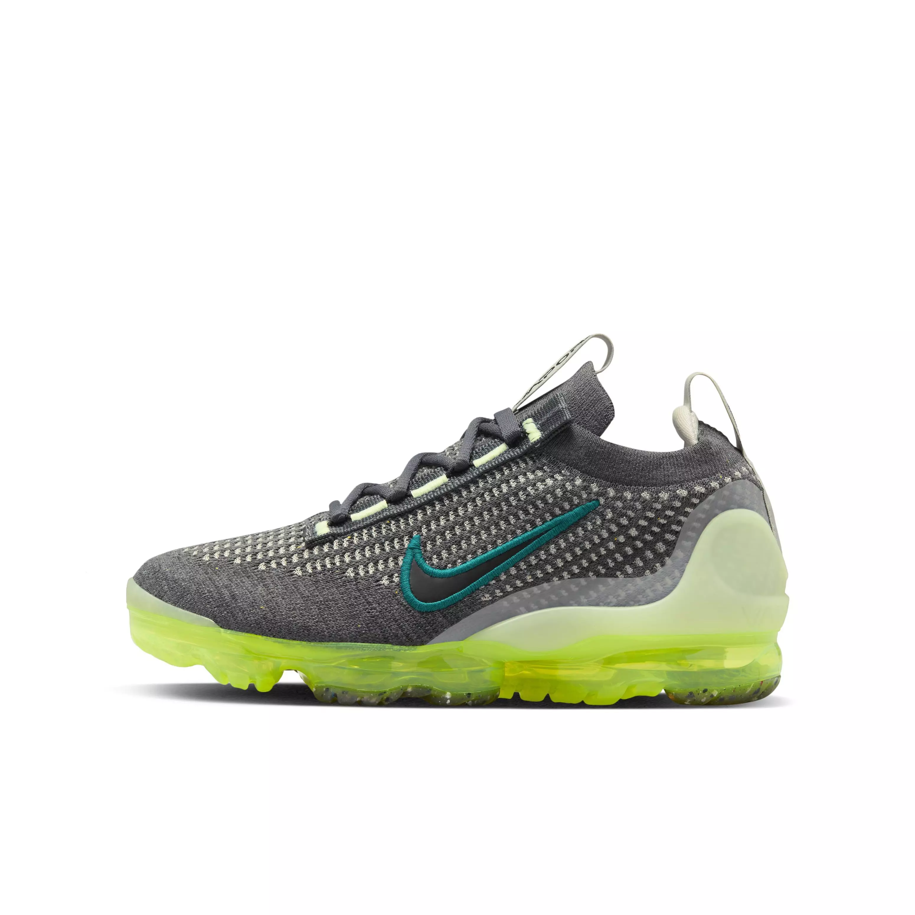 Nike Air VaporMax 2021 FK "Dark Grey/Black/Barely Volt/Phantom" Grade School Boys' Shoe - DK GREY/BLACK/VOLT/PHANTOM