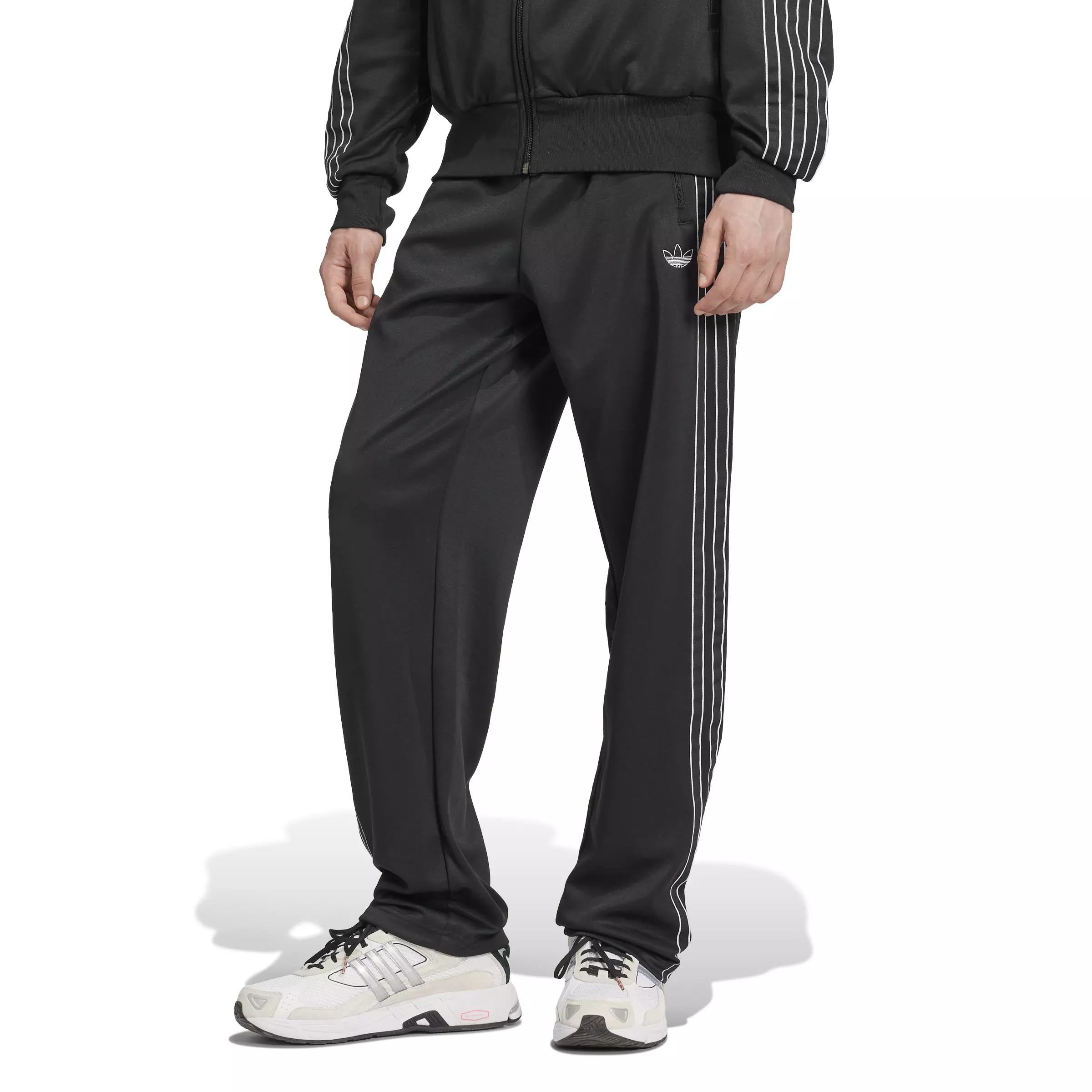 adidas Originals Men's Outlined Trefoil Firebird Track Pants - Black - BLACK
