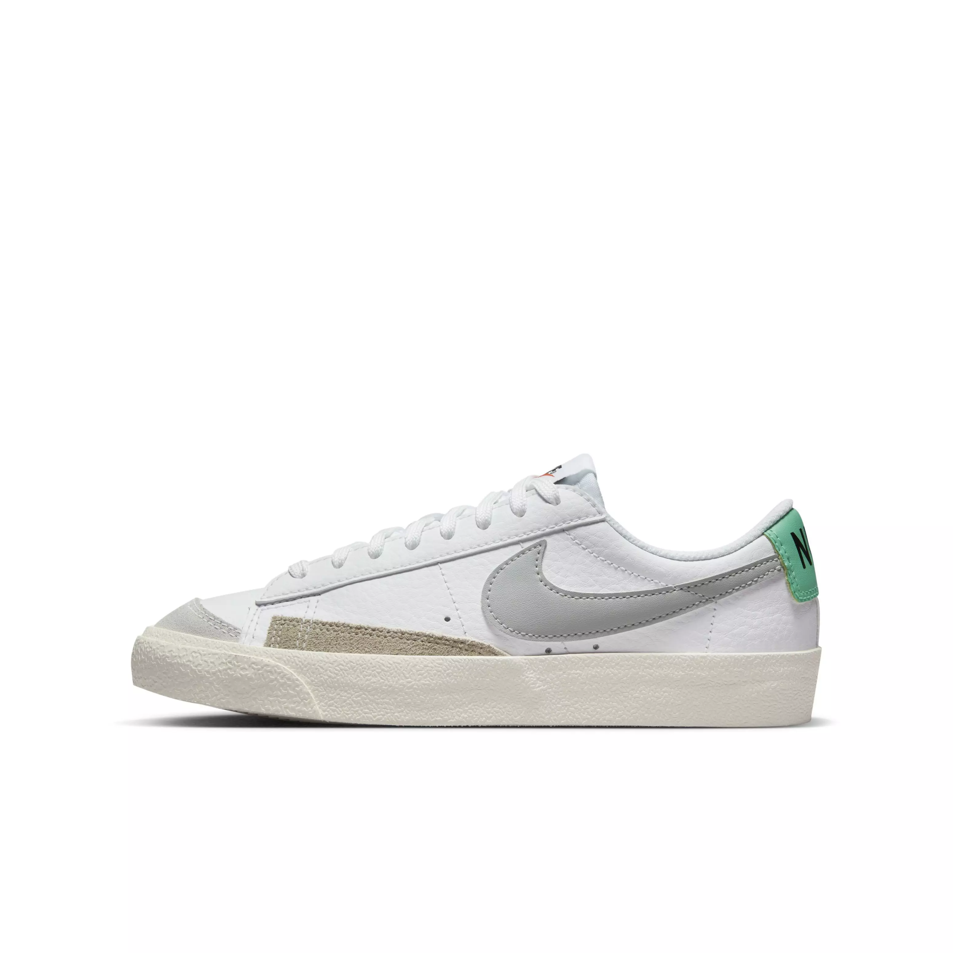 Nike Blazer Low '77 "White/Grey Fog/Light Menta/Sail" Grade School Boys' Shoe - WHITE/GREY/LT MENTAL/SAIL