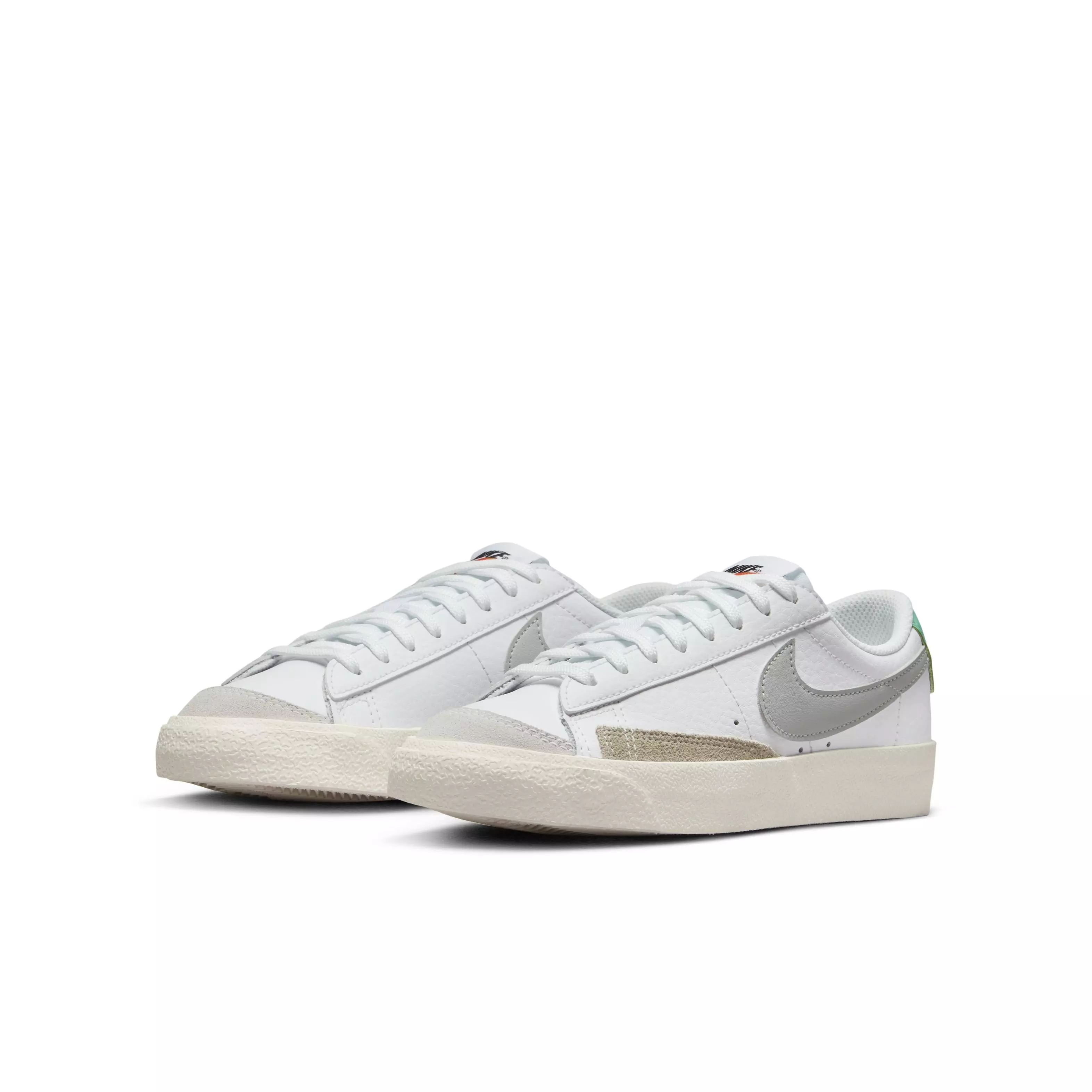 Nike Blazer Low '77 "White/Grey Fog/Light Menta/Sail" Grade School Boys' Shoe - WHITE/GREY/LT MENTAL/SAIL