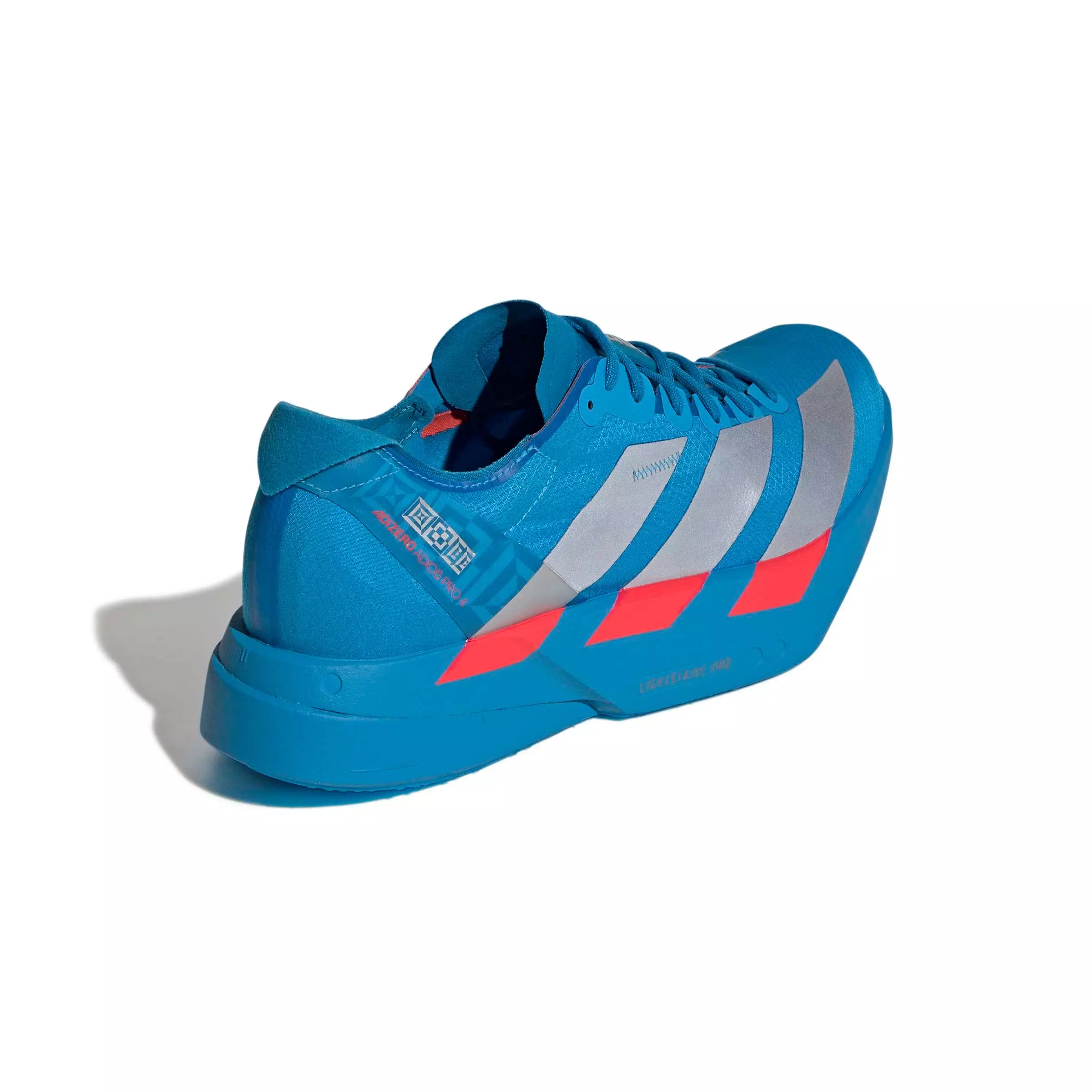 adidas Adizero Adios Pro 4 "Solar Blue/Silver Metallic/Lucid Red" Men's Running Shoe - BLUE/SILVER/RED