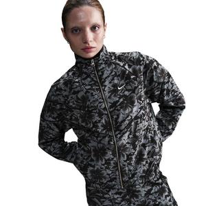 Nike Women's Sportswear Windrunner Loose Woven UV Protection Woven Full-Zip Printed Jacket-Black