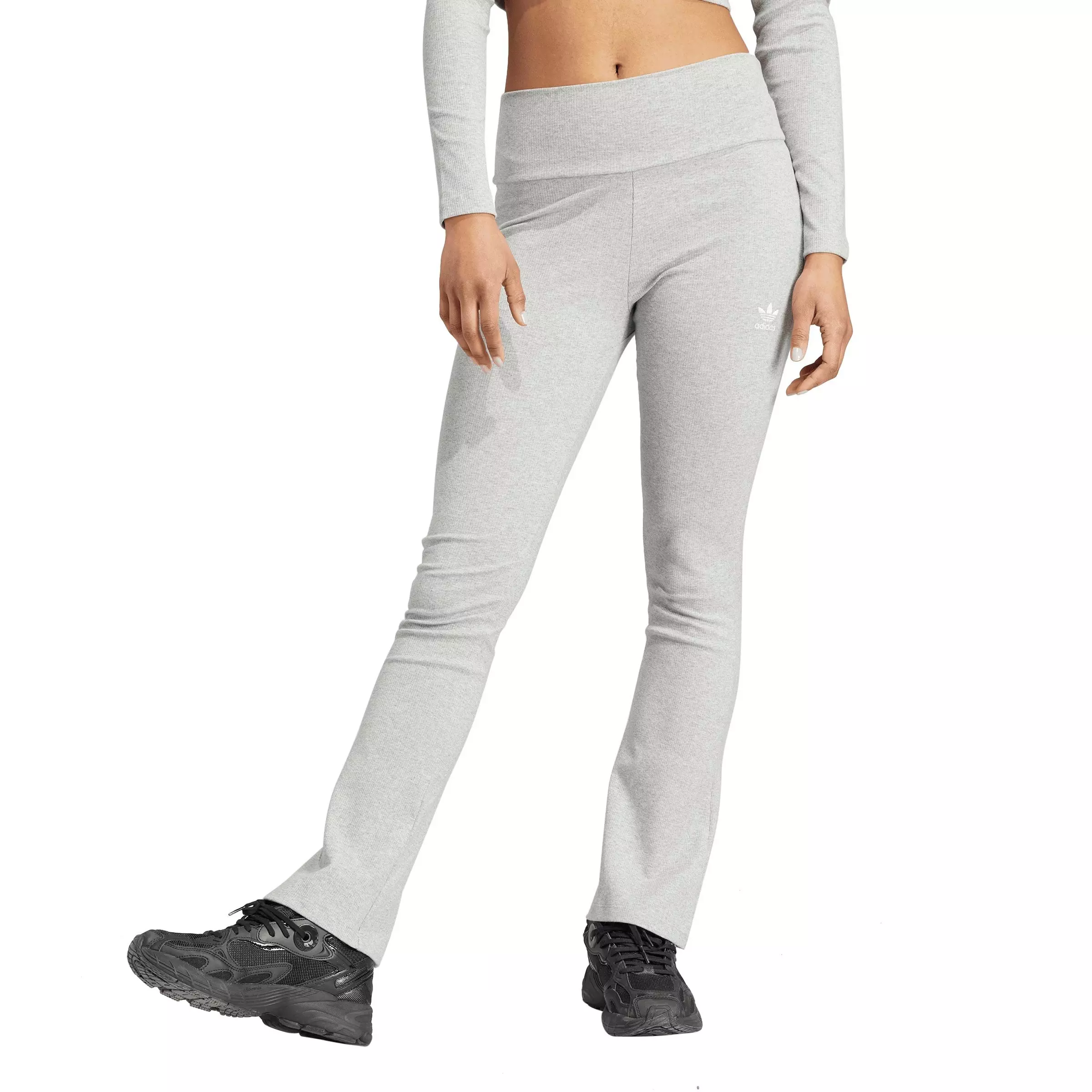 adidas Originals Women's Essentials Ribbed Flared Joggers - Grey - GREY