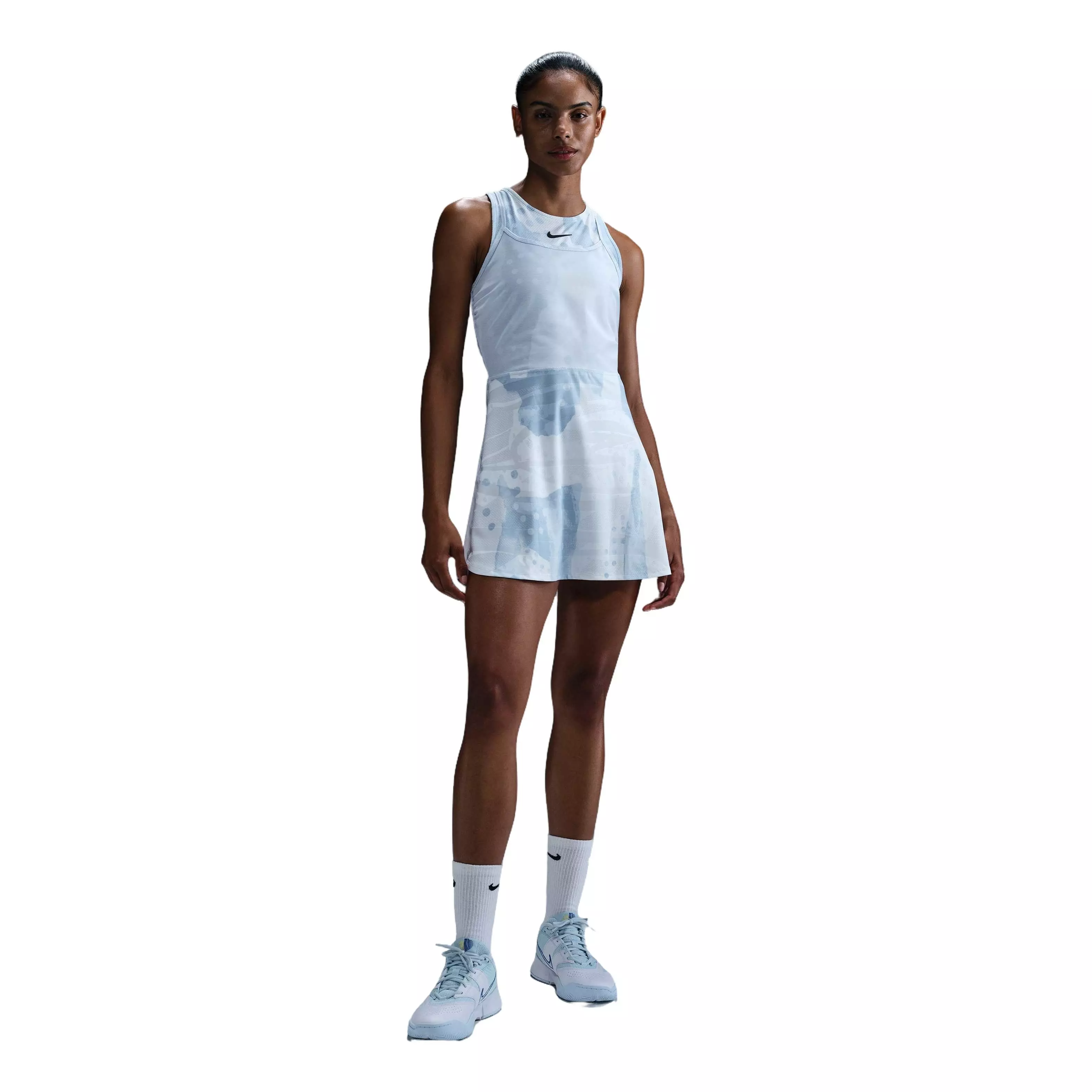 NikeCourt Women's Slam Dri-FIT Printed Tennis Dress-Blue - WHITE