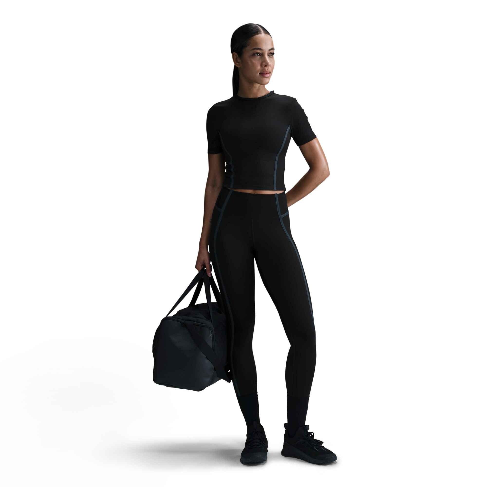 Nike Women's One Fitted Dri-FIT Short-Sleeve Top-Black - BLACK Thumbnail View 5