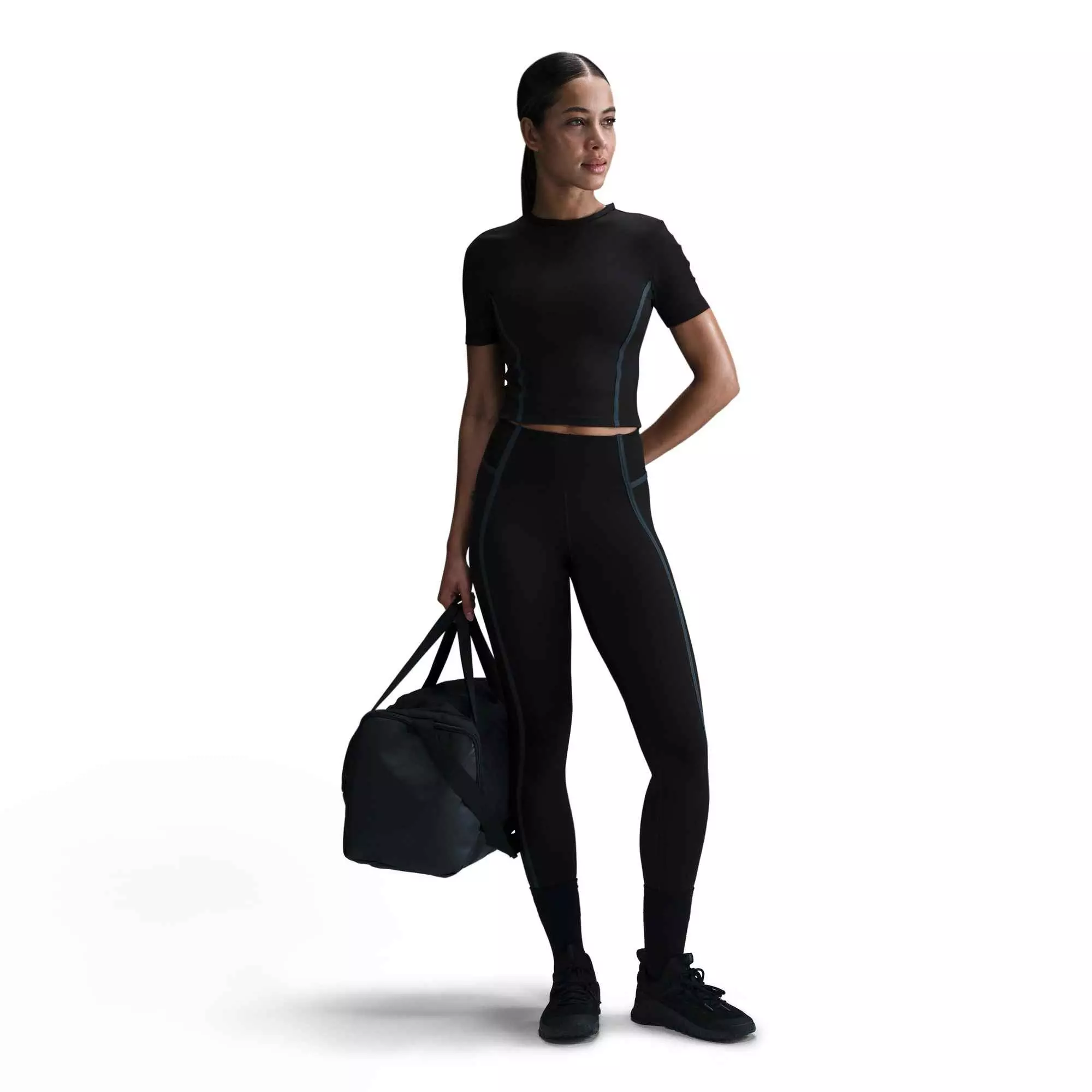 Nike Women's One Fitted Dri-FIT Short-Sleeve Top-Black - BLACK