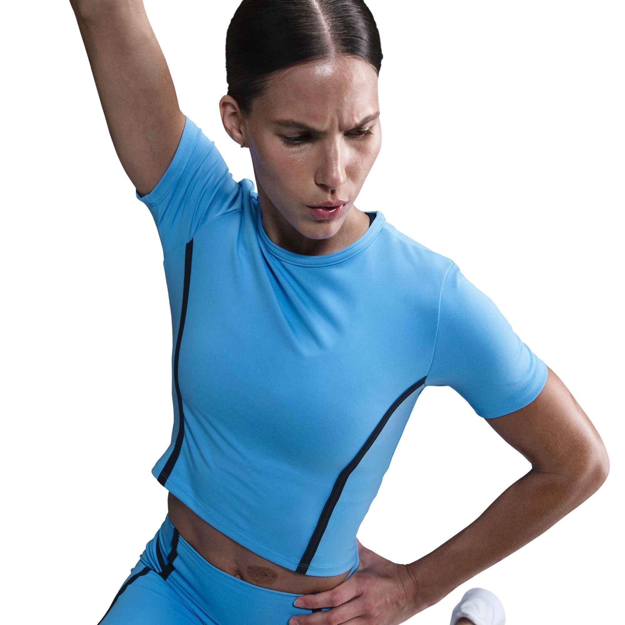 Nike Women's One Fitted Dri-FIT Short-Sleeve Top-Blue - BLUE Thumbnail View 1