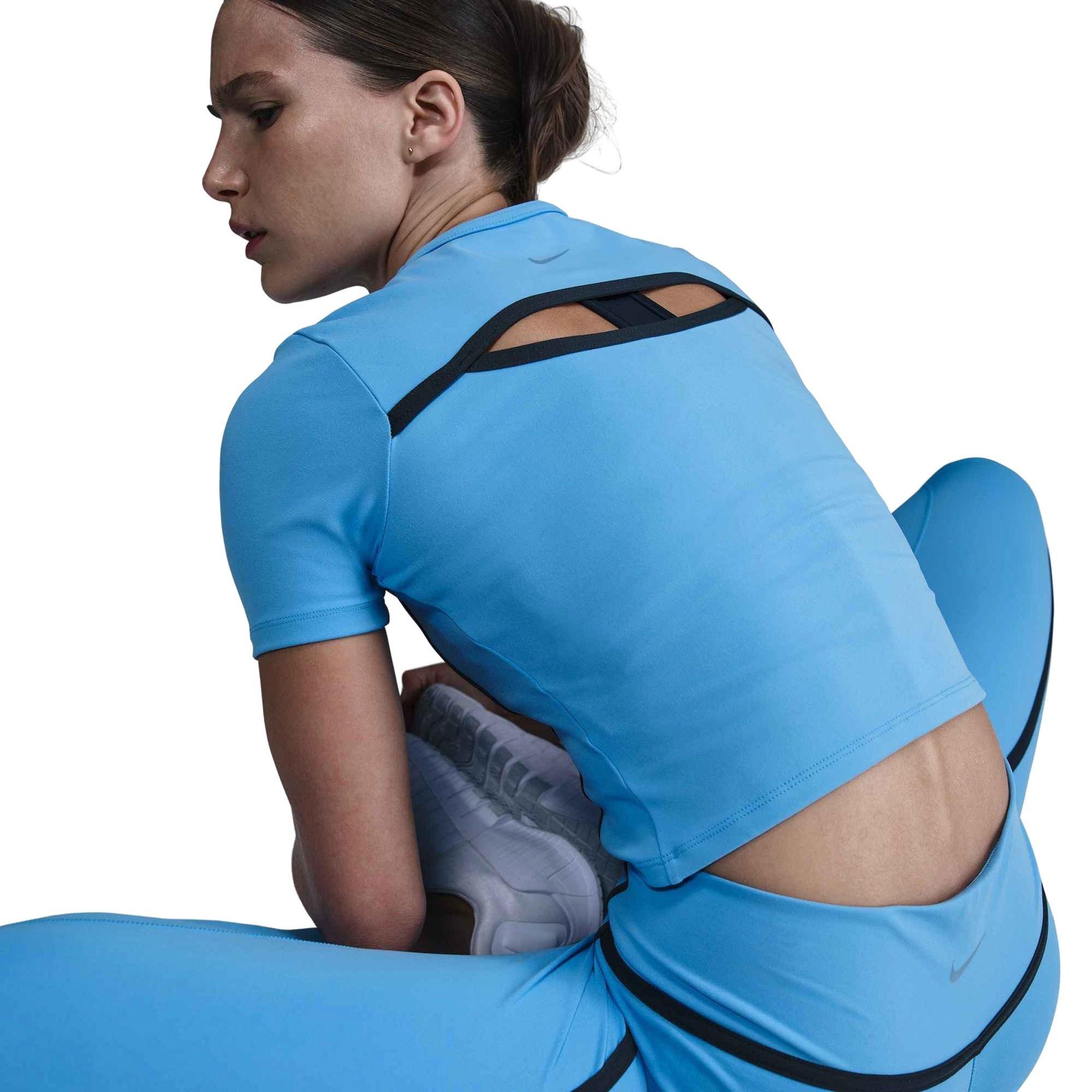 Nike Women's One Fitted Dri-FIT Short-Sleeve Top-Blue - BLUE Thumbnail View 2