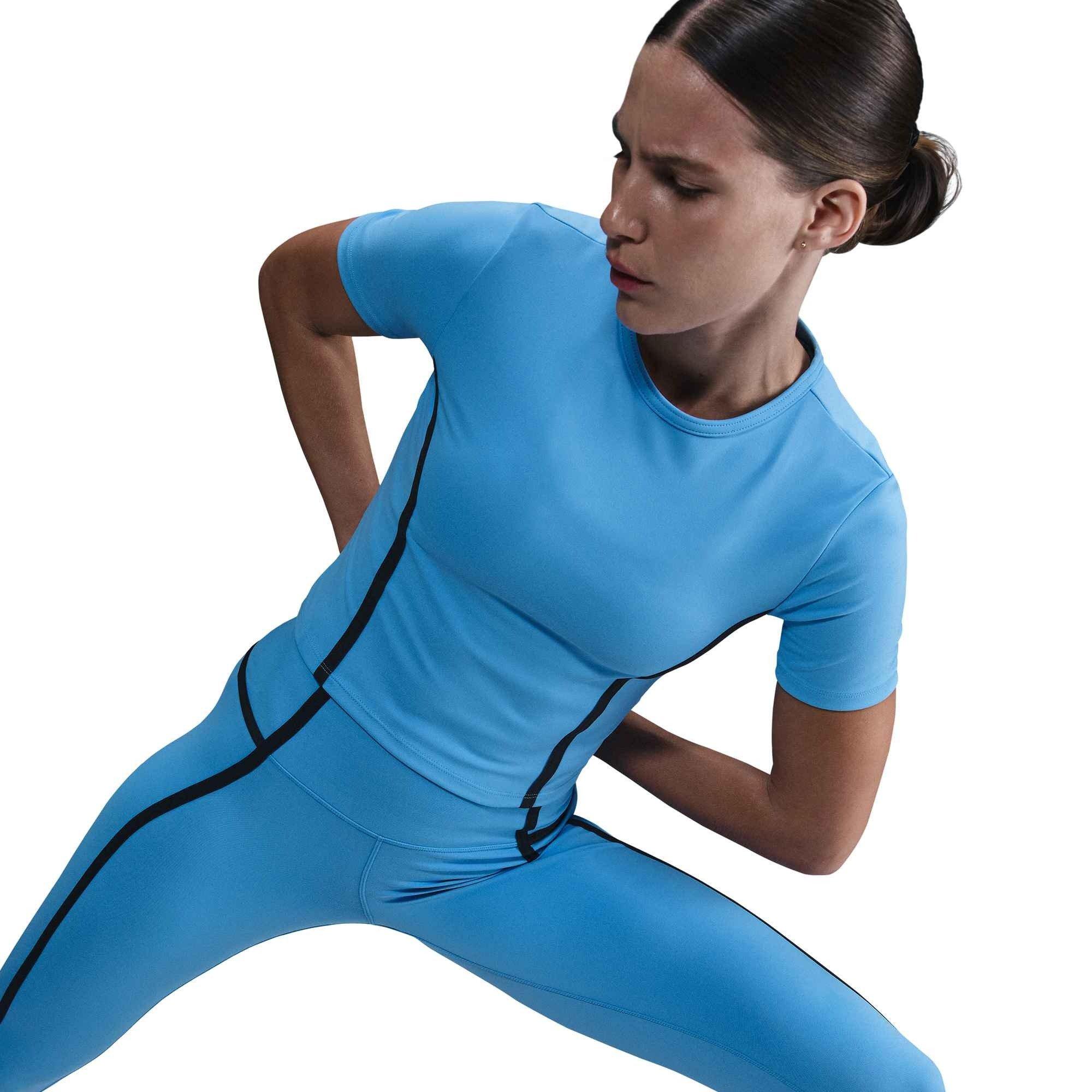 Nike Women's One Fitted Dri-FIT Short-Sleeve Top-Blue - BLUE Thumbnail View 3