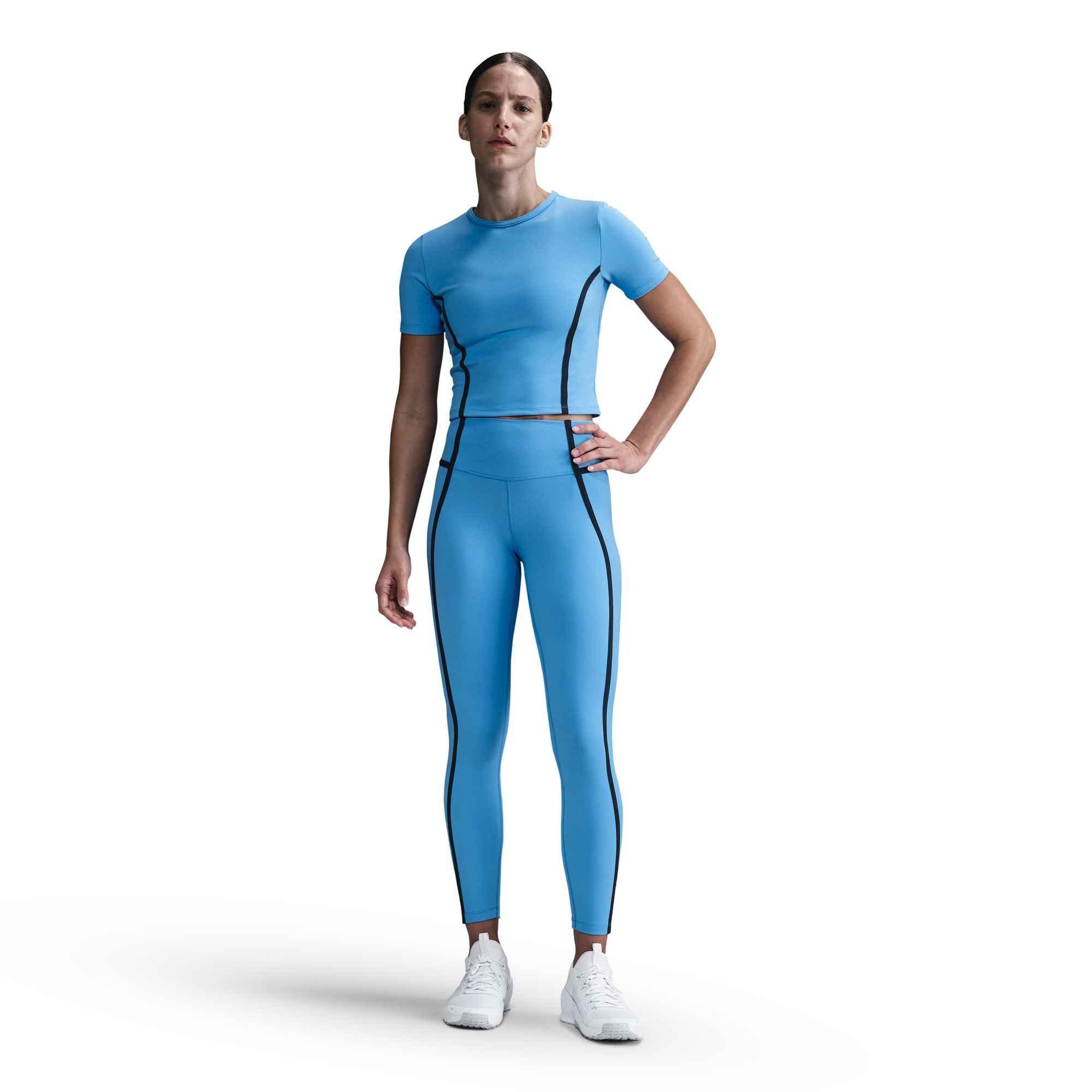 Nike Women's One Fitted Dri-FIT Short-Sleeve Top-Blue - BLUE Thumbnail View 4