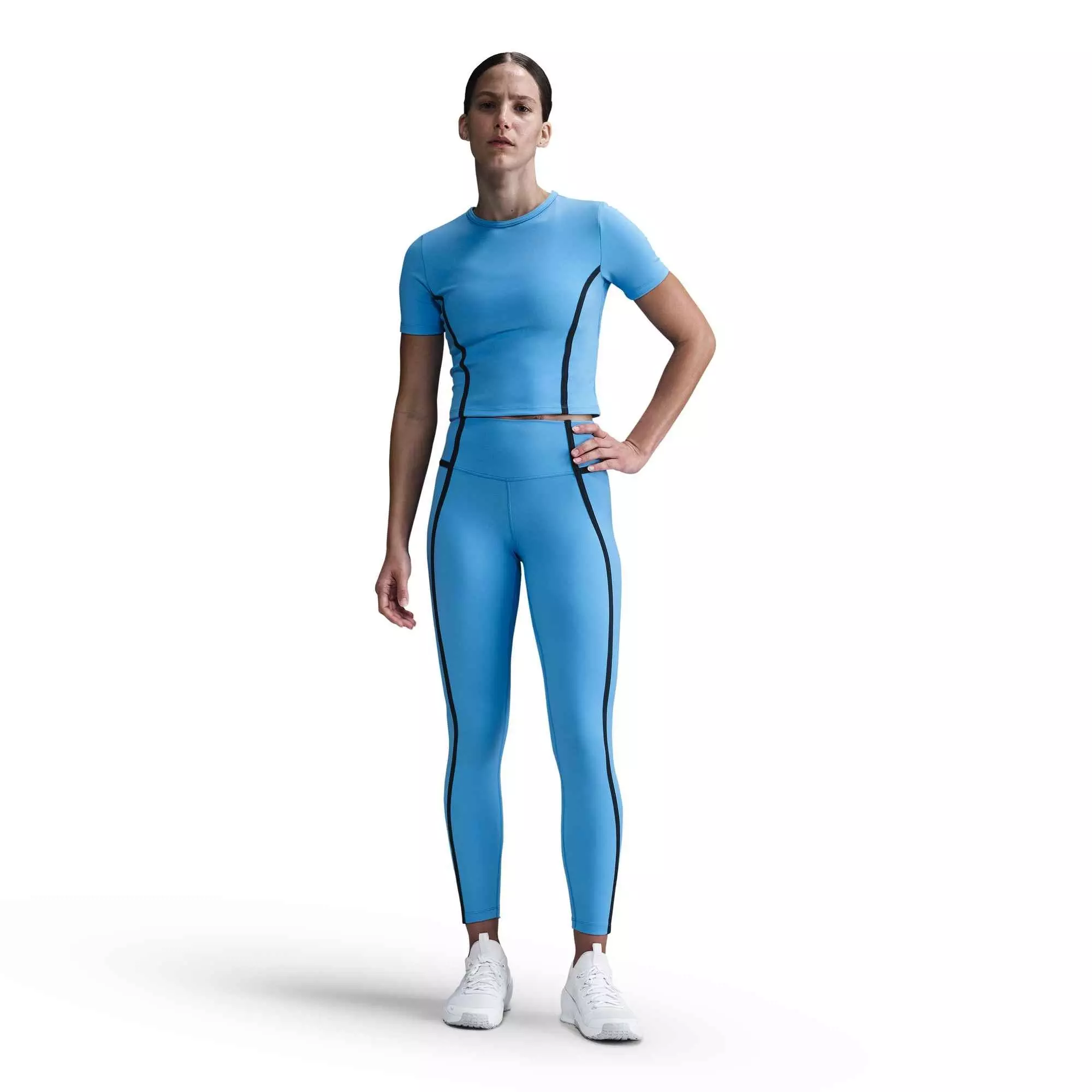 Nike Women's One Fitted Dri-FIT Short-Sleeve Top-Blue - BLUE