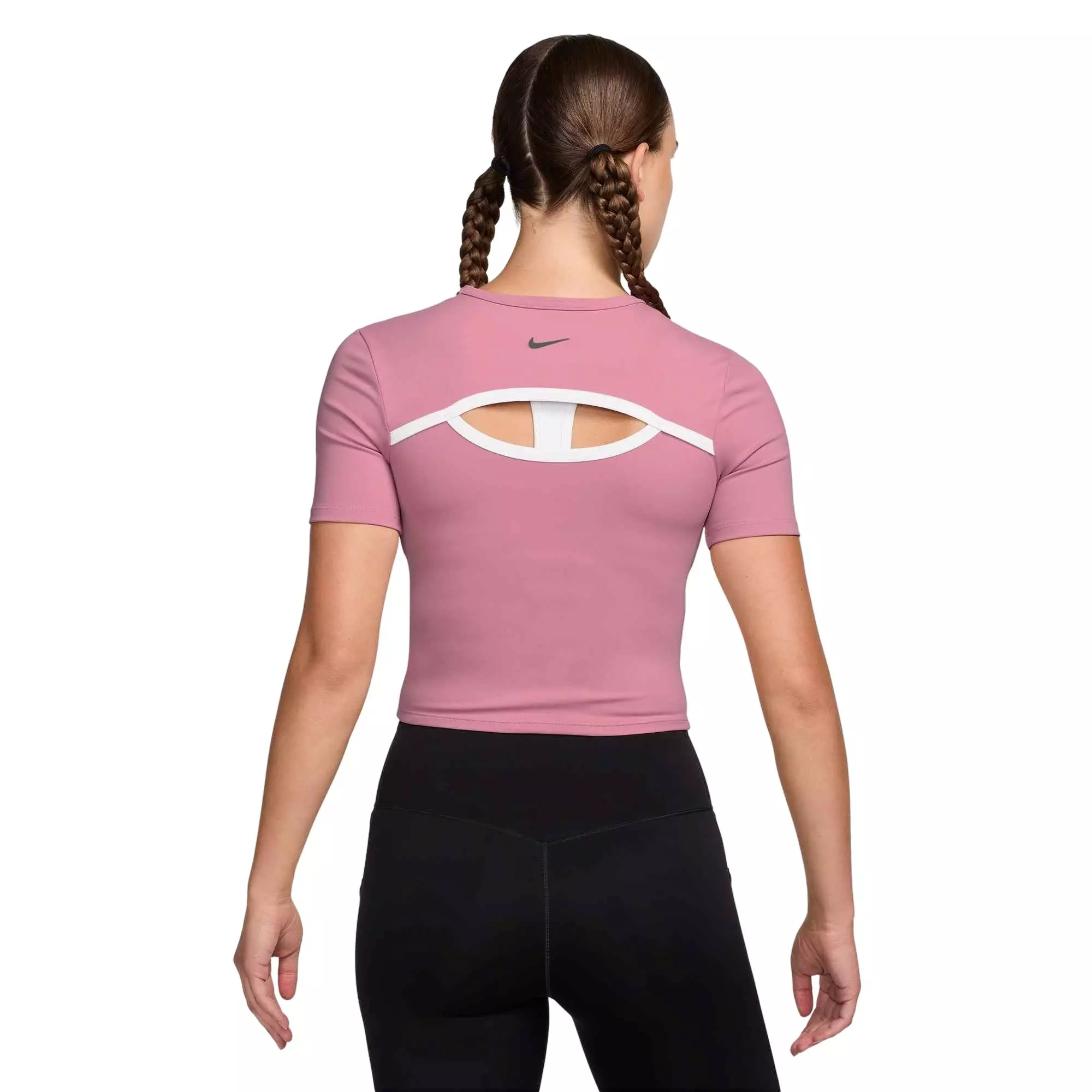 Nike Women's One Fitted Dri-FIT Short-Sleeve Top -Pink - PINK
