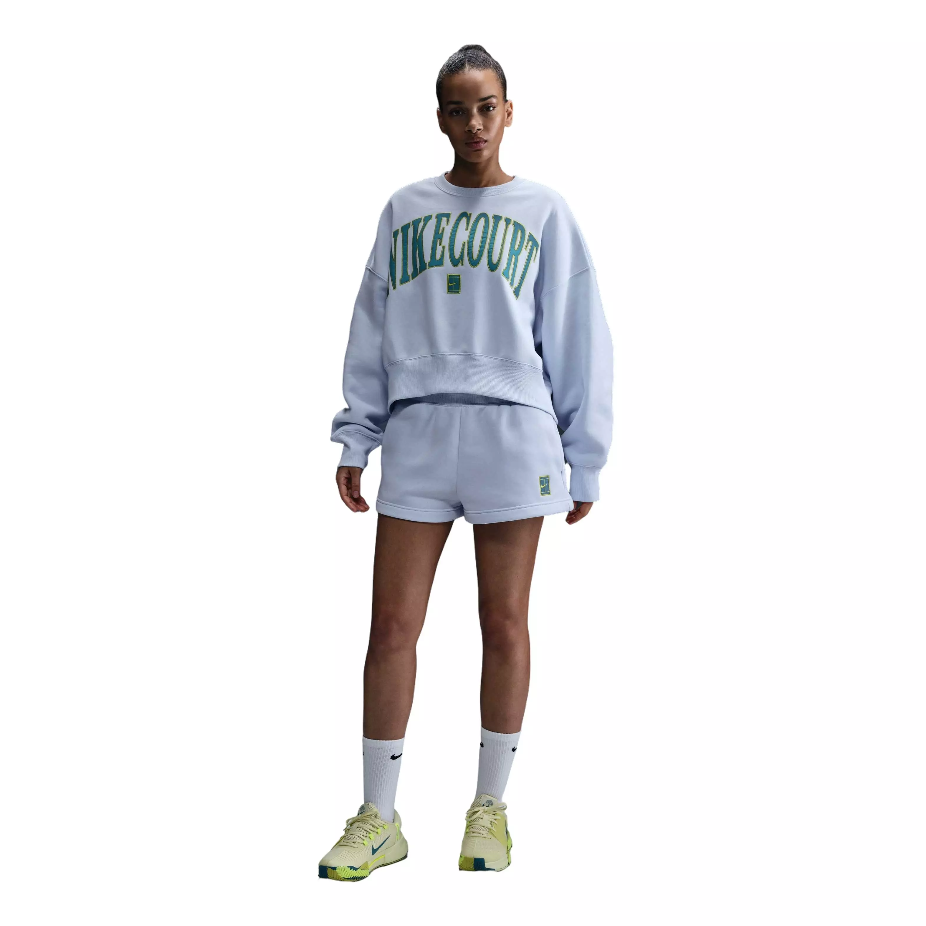 Nike Women's Court Phoenix Fleece Over-Oversized Crewneck Tennis Sweatshirt - Grey - GREY