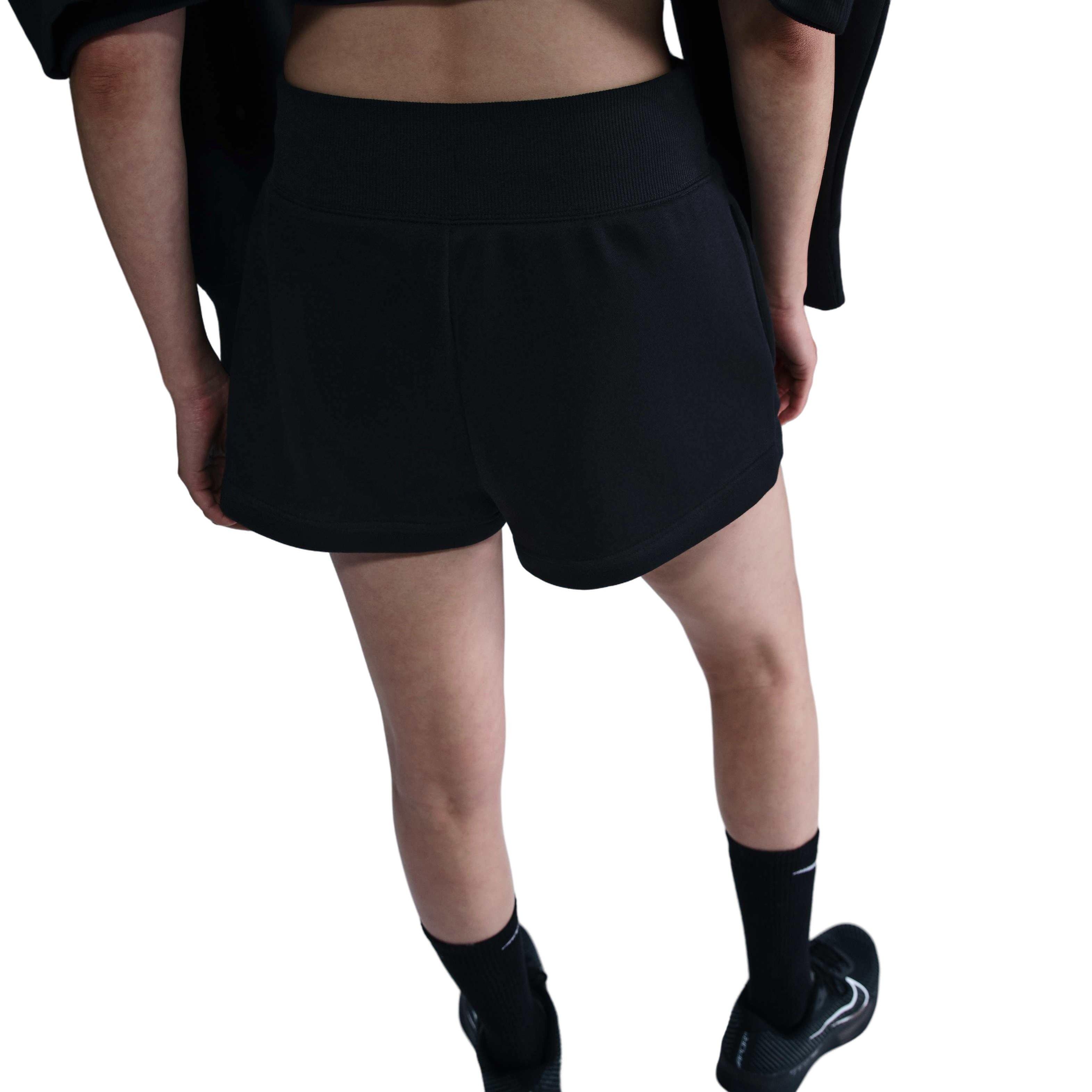 NikeCourt Women's Phoenix Fleece High-Waisted Loose Shorts-Black - BLACK Thumbnail View 2