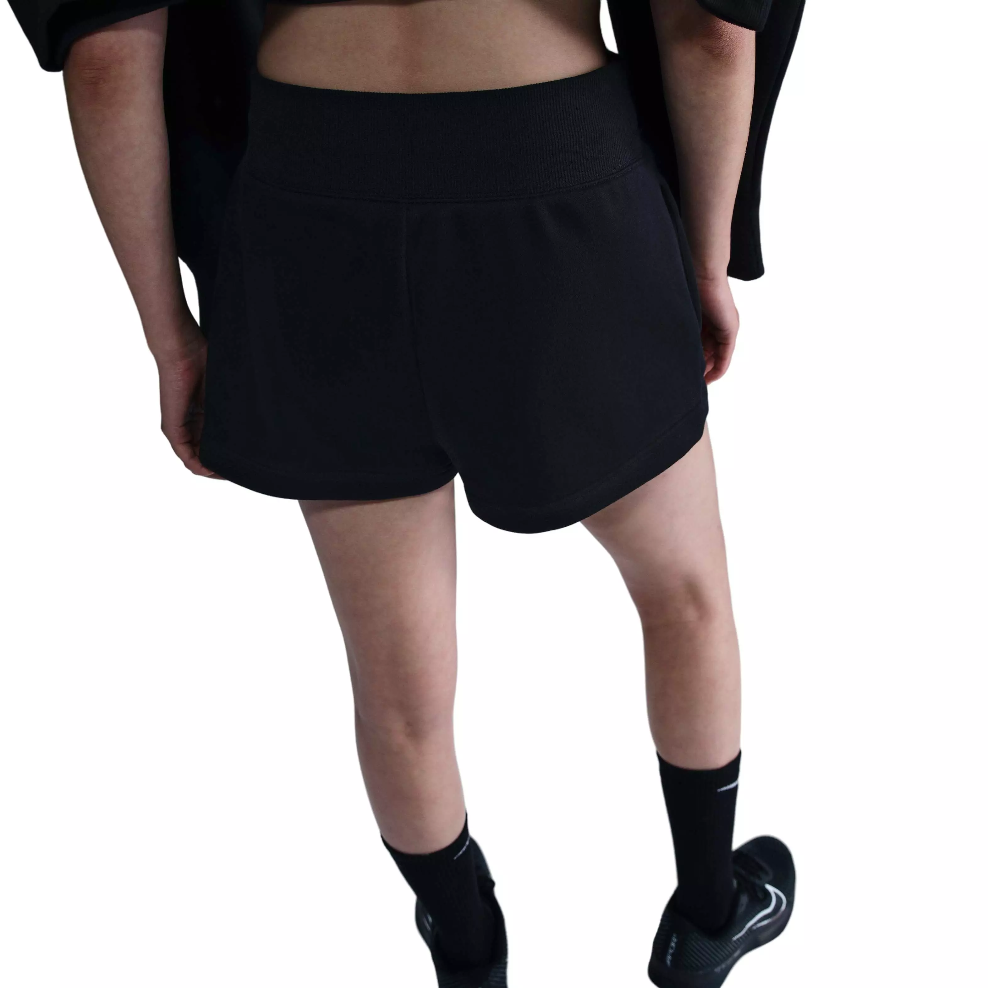 NikeCourt Women's Phoenix Fleece High-Waisted Loose Shorts-Black - BLACK