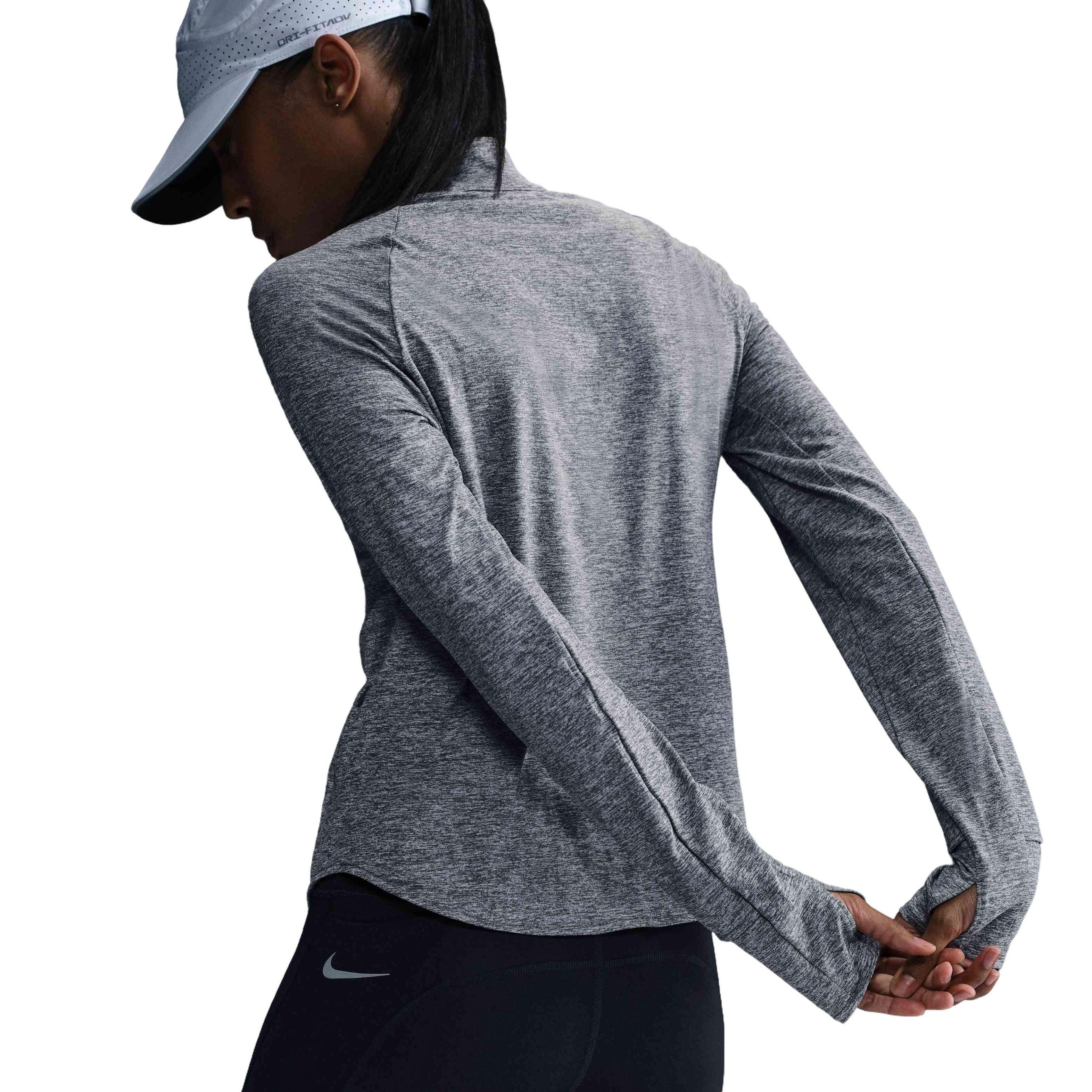 Nike Women's Swift Dri-FIT UV 1/4-Zip Running Top - Grey/Heather - GREY/HEATHER Thumbnail View 2