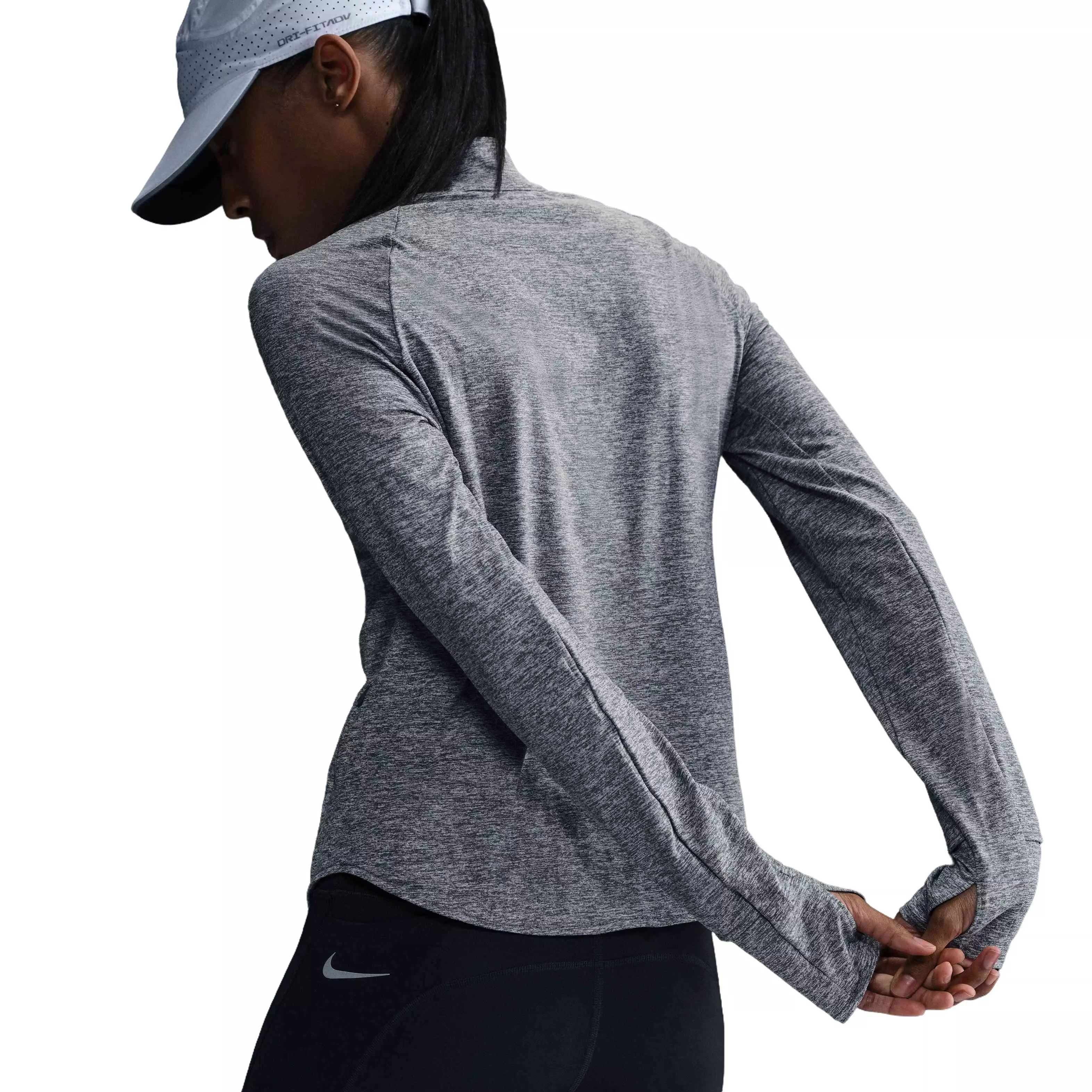 Nike Women's Swift Dri-FIT UV 1/4-Zip Running Top-Grey - GREY