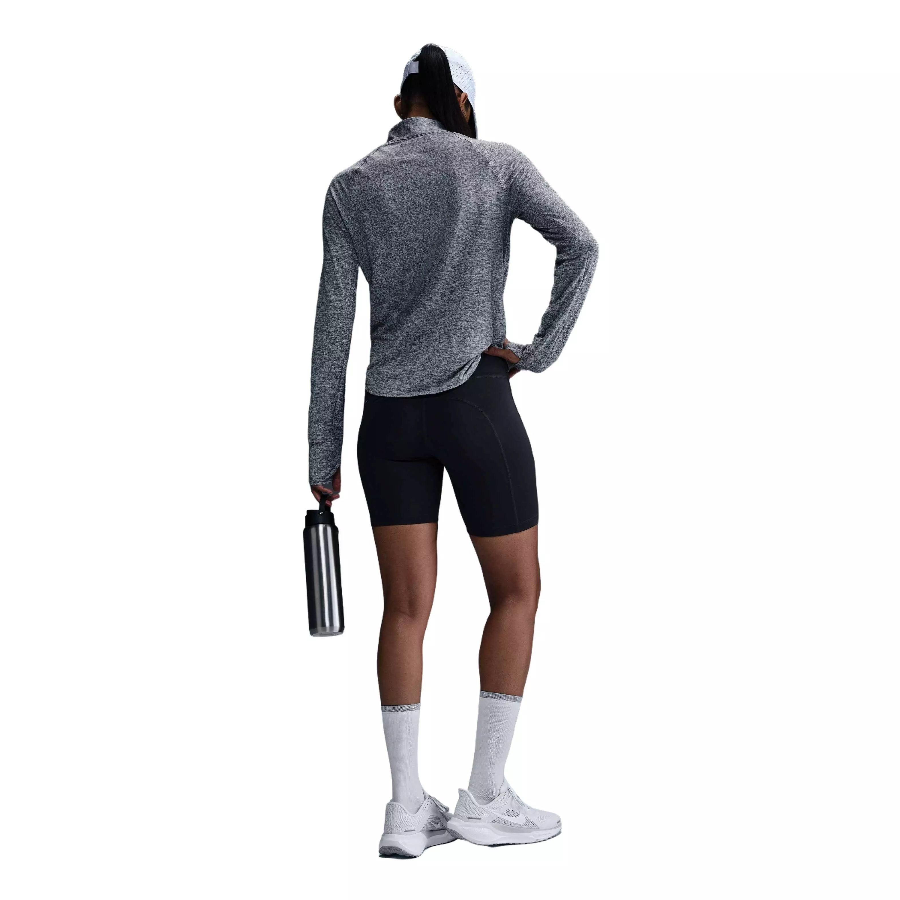 Nike Women's Swift Dri-FIT UV 1/4-Zip Running Top - Grey/Heather - GREY/HEATHER