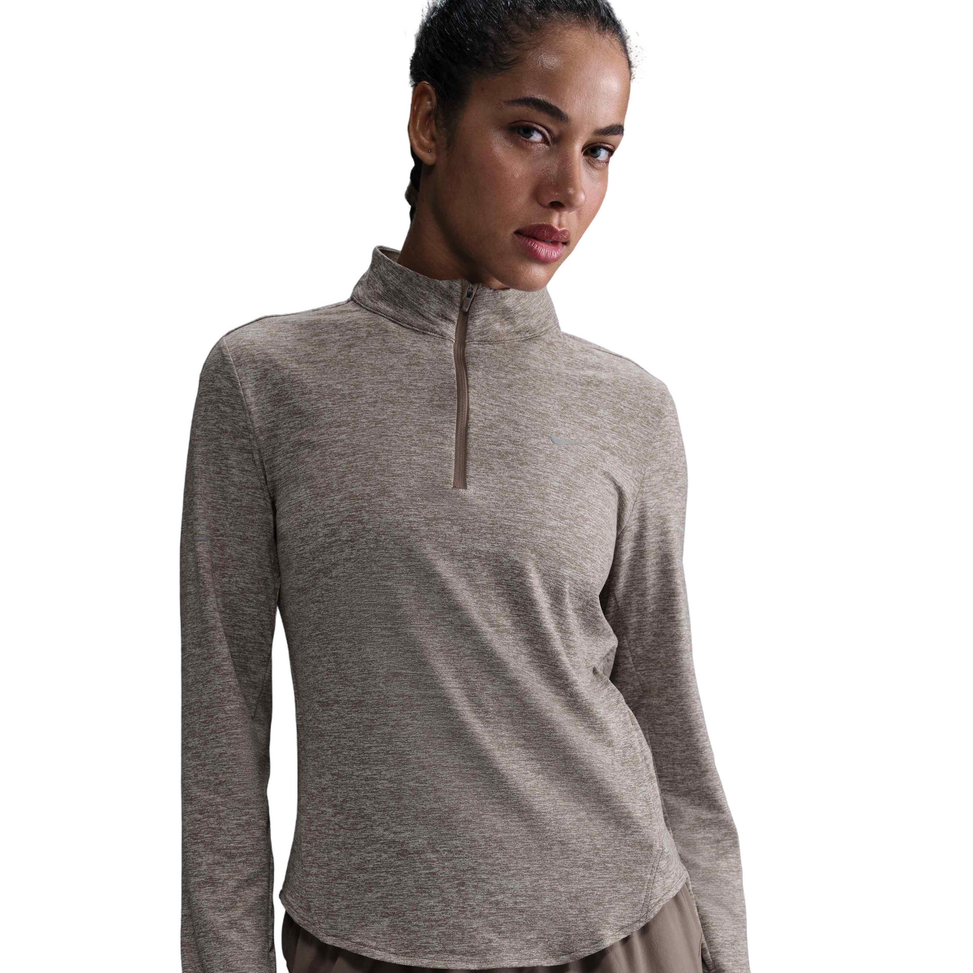 Nike Women's Swift Dri-FIT UV 1/4-Zip Running Top-Brown - BROWN Thumbnail View 1