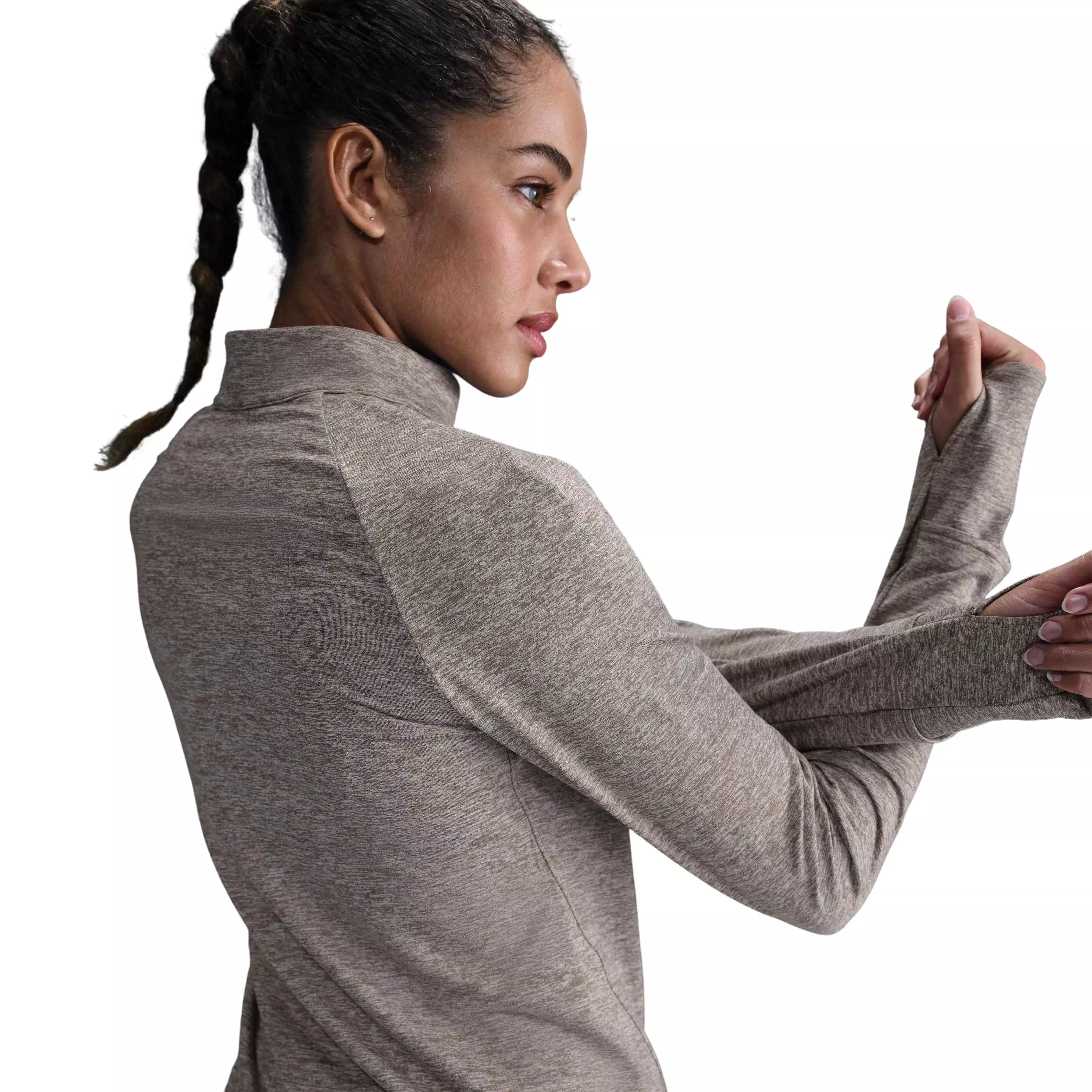 Nike Women's Swift Dri-FIT UV 1/4-Zip Running Top-Brown - BROWN