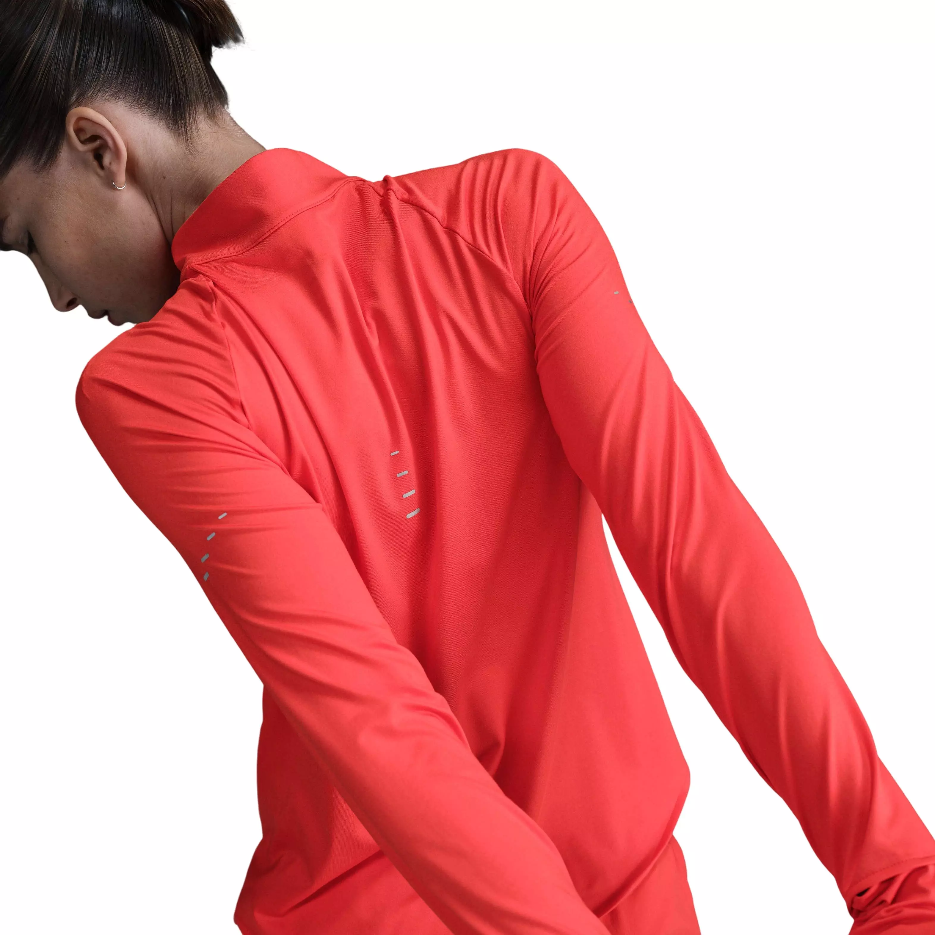 Nike Women's Swift Dri-FIT UV 1/4-Zip Running Top-Red - RED