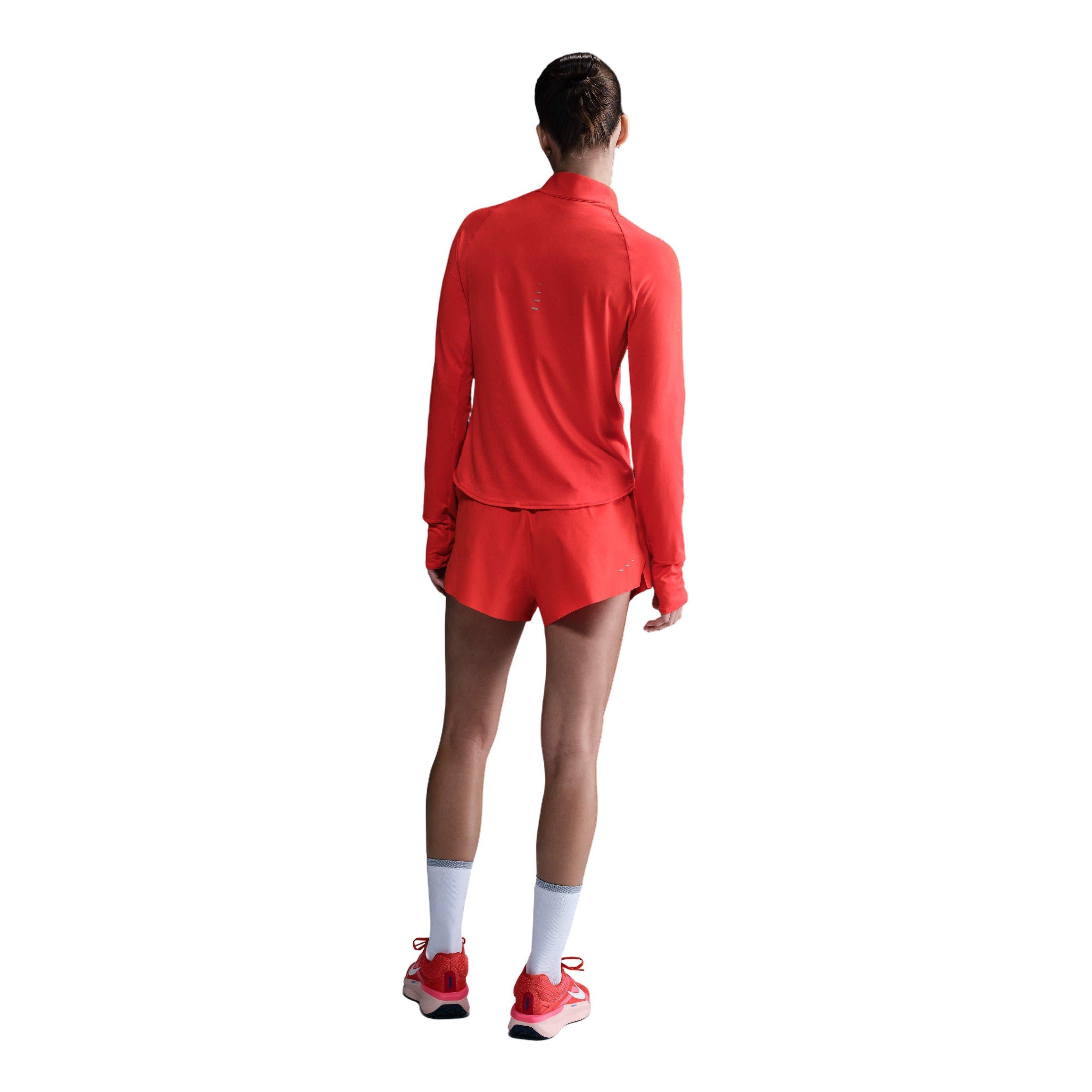 Nike Women's Swift Dri-FIT UV 1/4-Zip Running Top-Red - RED Thumbnail View 5