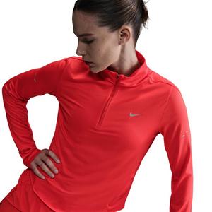 Nike Women's Swift Dri-FIT UV 1/4-Zip Running Top-Red