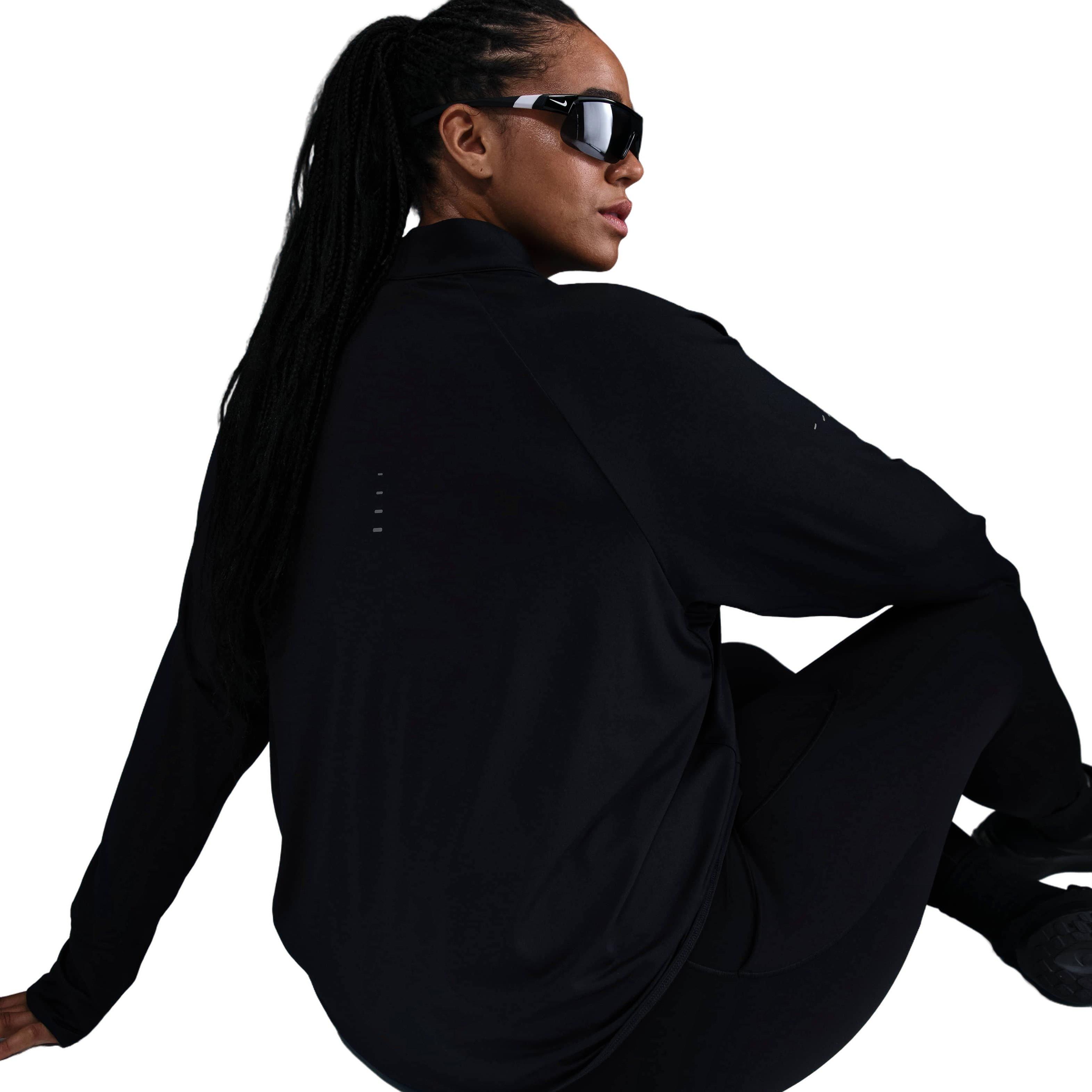 Nike Women's Swift Dri-FIT UV 1/4-Zip Running Top-Black - BLACK Thumbnail View 2