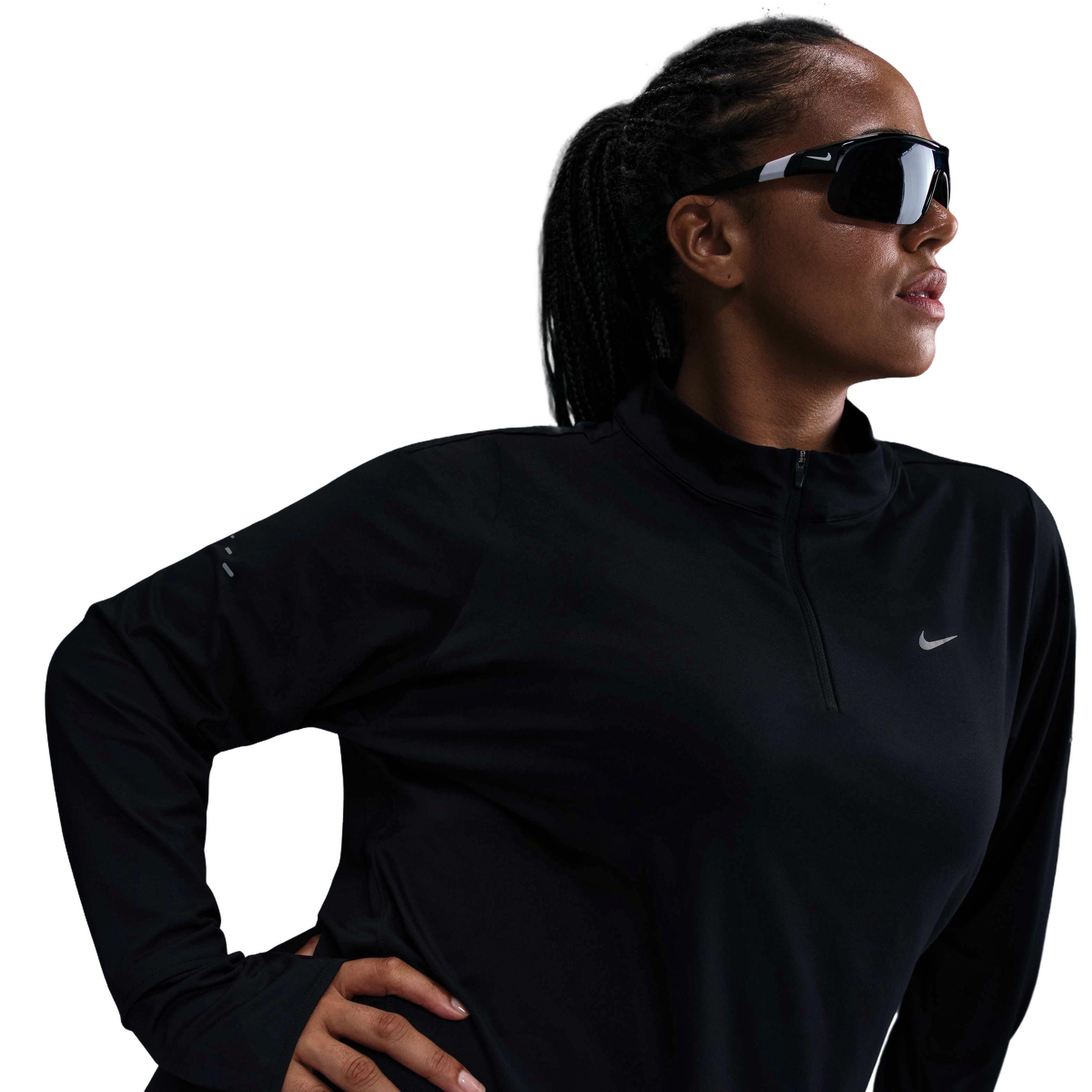 Nike Women's Swift Dri-FIT UV 1/4-Zip Running Top-Black - BLACK Thumbnail View 3