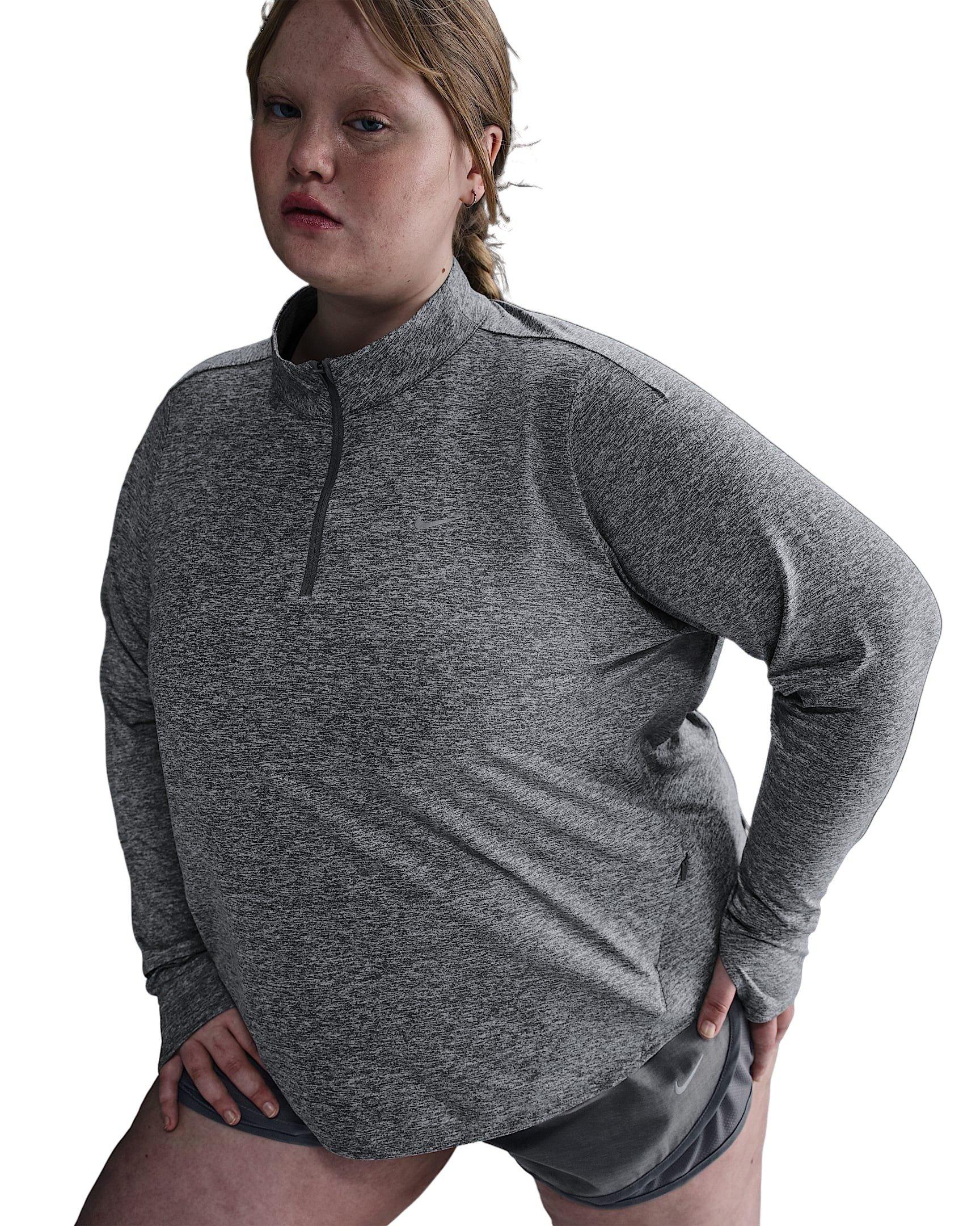 Nike Women's Swift 1/4-Zip Dri-FIT UV Running Top -Grey - GREY Thumbnail View 1