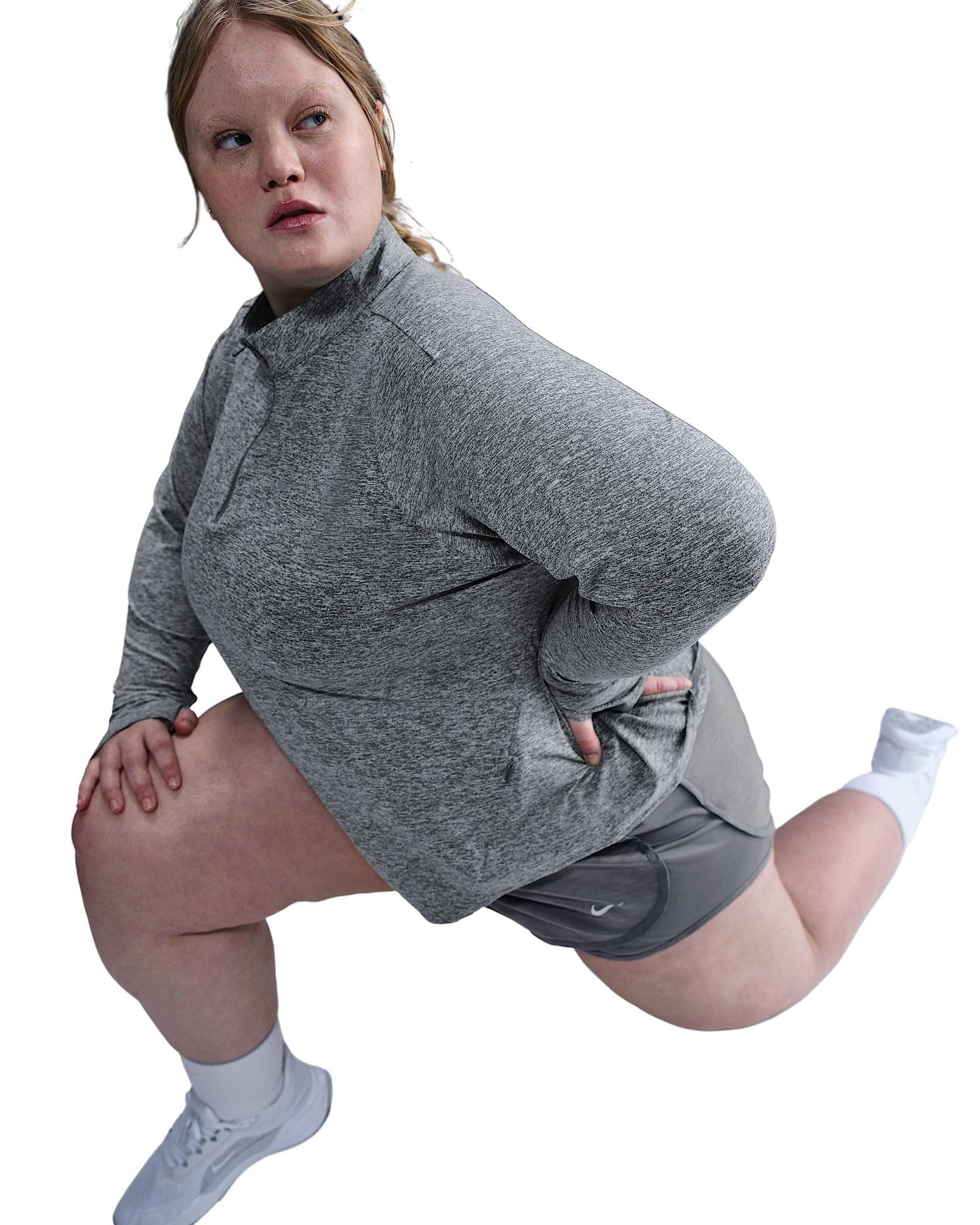 Nike Women's Swift 1/4-Zip Dri-FIT UV Running Top -Grey - GREY Thumbnail View 3