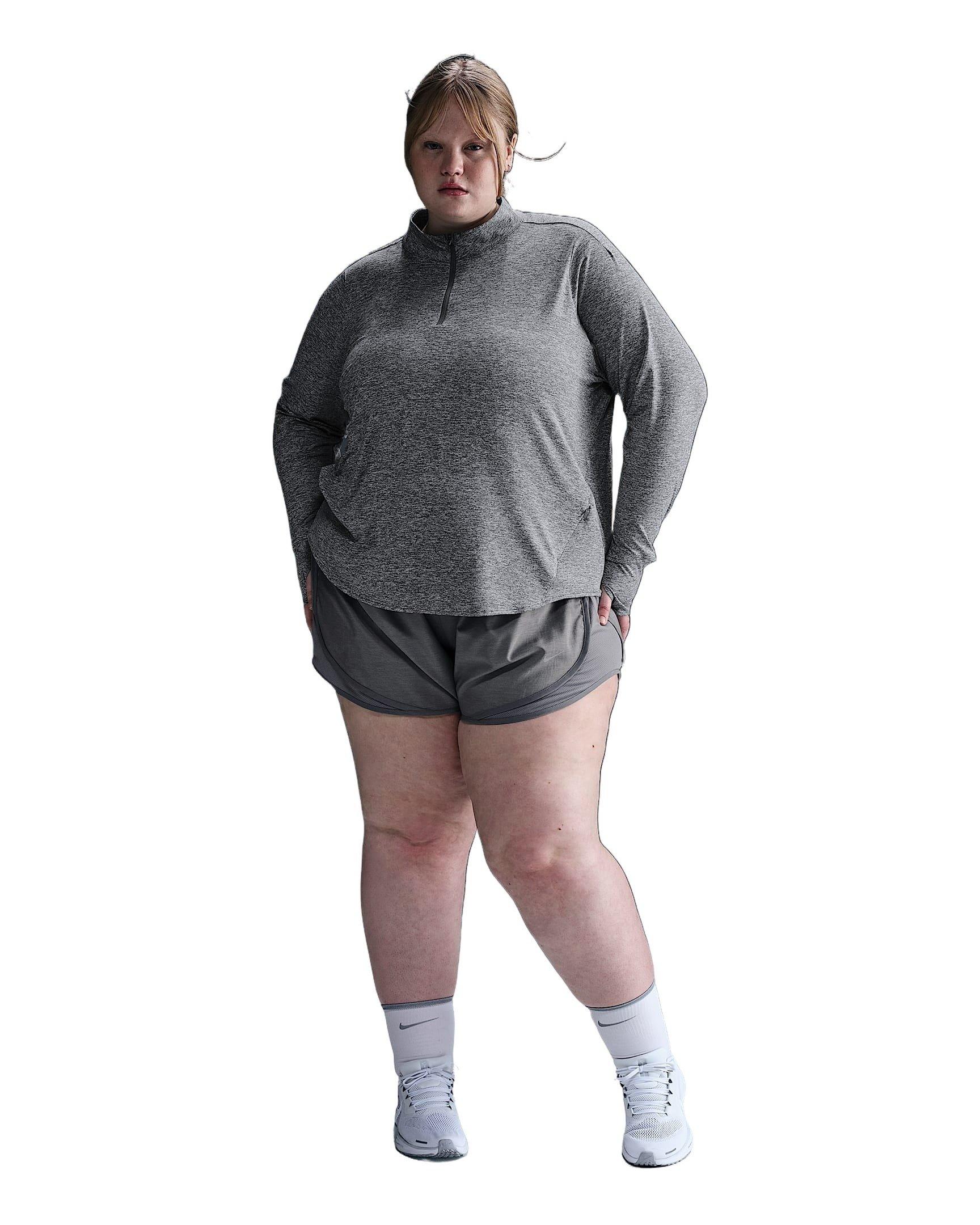 Nike Women's Swift 1/4-Zip Dri-FIT UV Running Top -Grey - GREY Thumbnail View 4