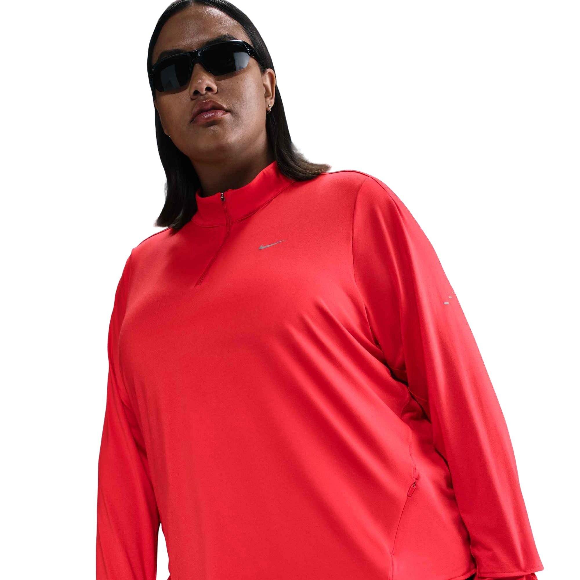 Nike Women's Swift 1/4-Zip Dri-FIT UV Running Top -Red - RED Thumbnail View 3