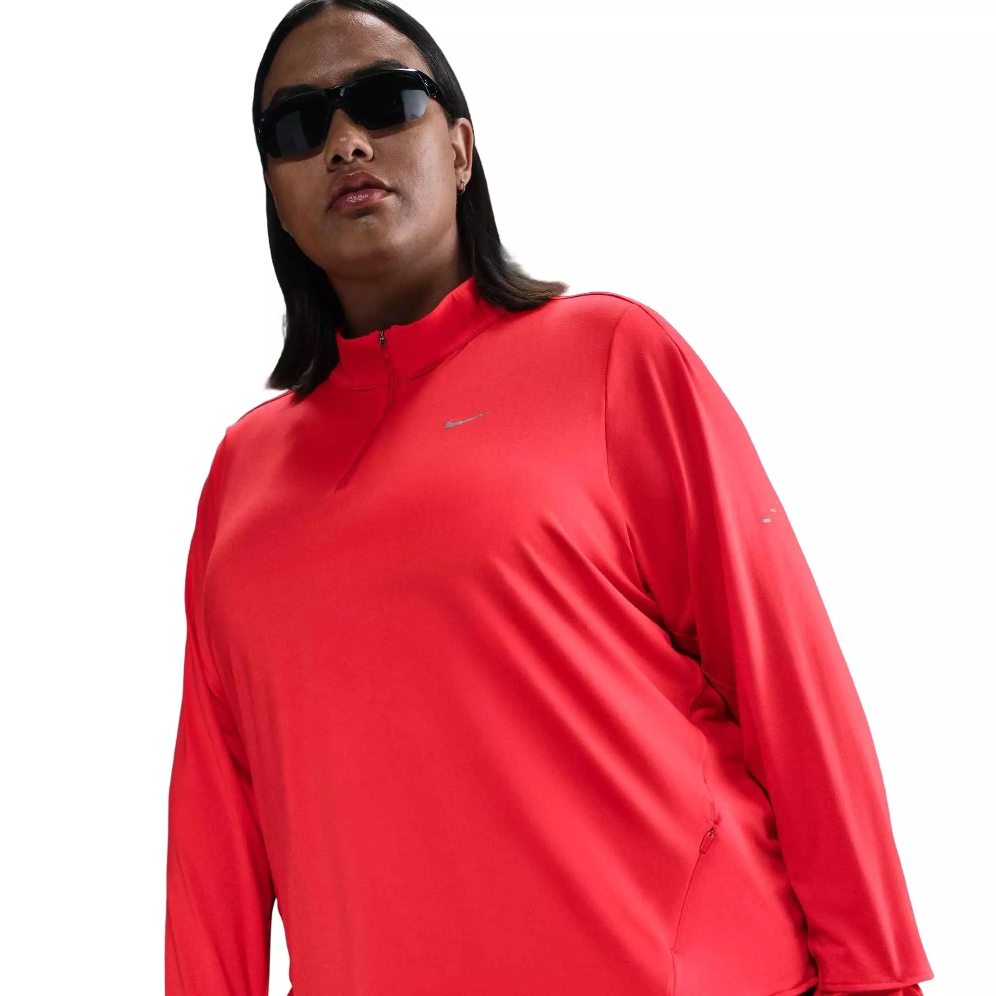 Nike Women's Swift 1/4-Zip Dri-FIT UV Running Top -Red - RED