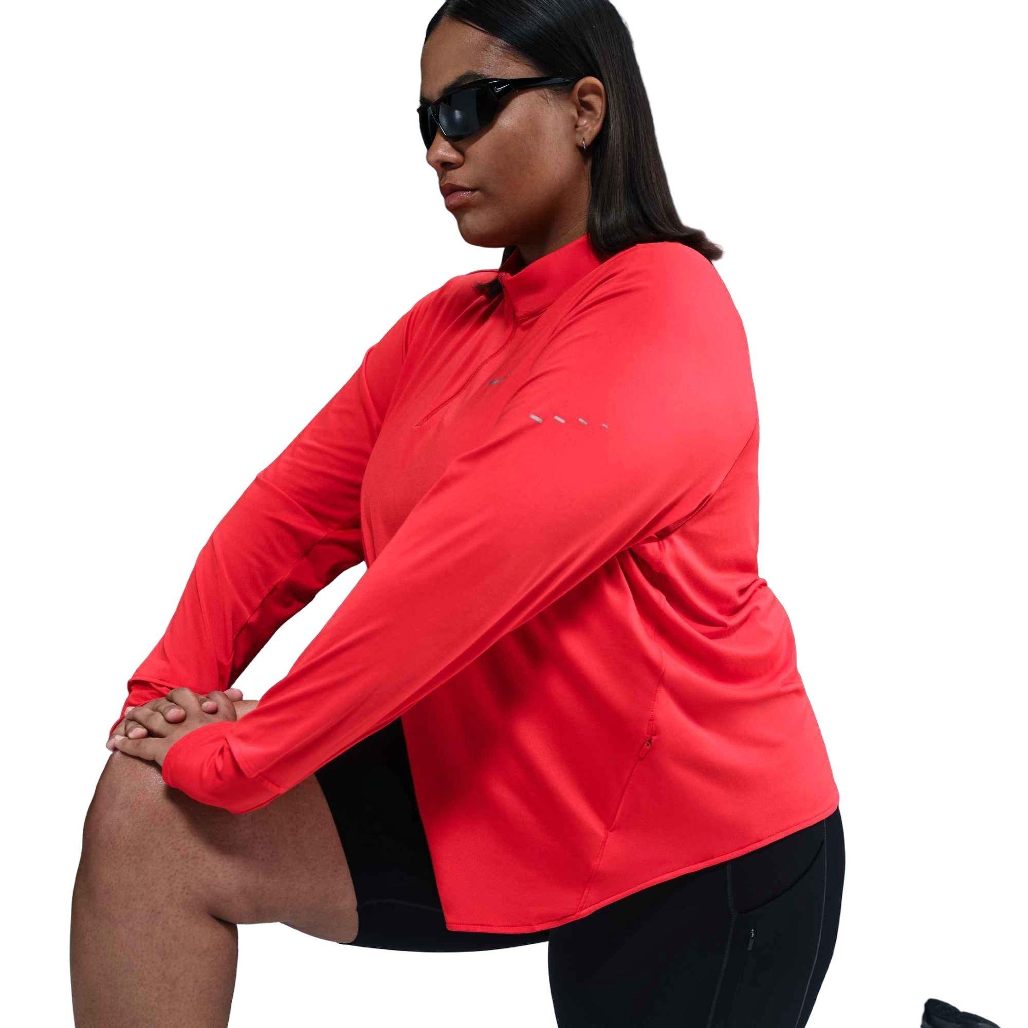 Nike Women's Swift 1/4-Zip Dri-FIT UV Running Top -Red - RED Thumbnail View 5