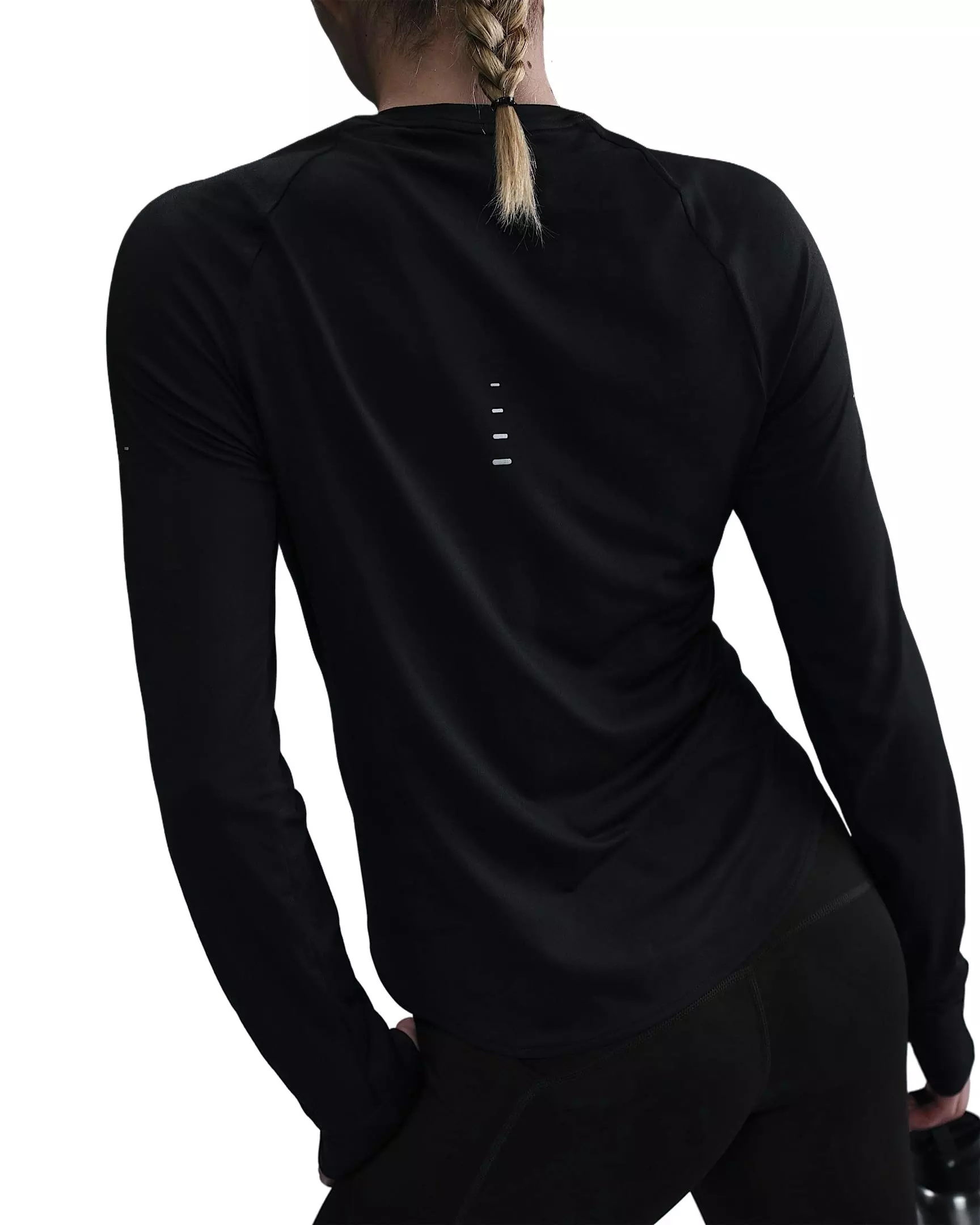 Nike Women's Swift Dri-FIT UV Long-Sleeve Crew-Neck Running Top - Black - BLACK