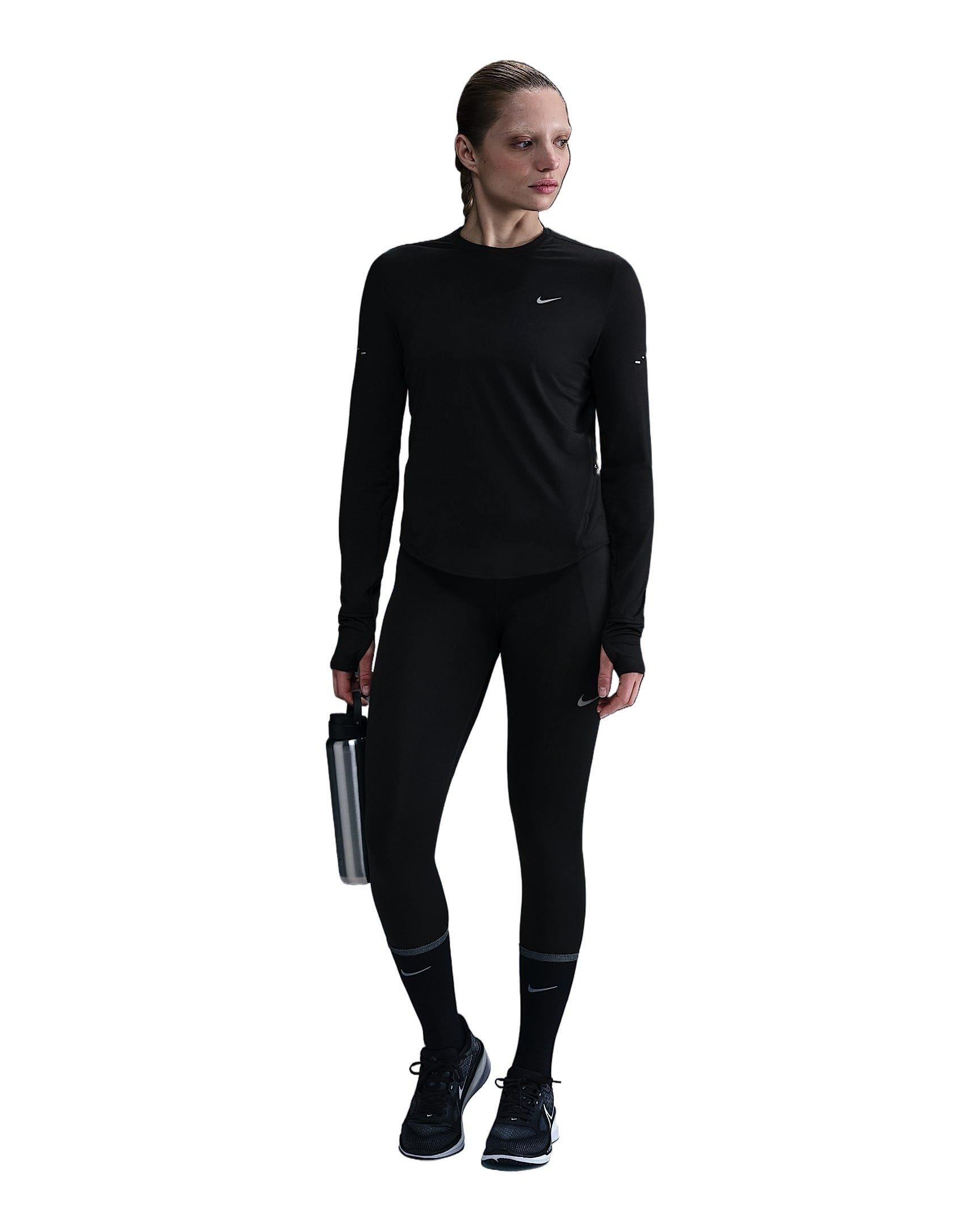 Nike Women's Swift Dri-FIT UV Long-Sleeve Crew-Neck Running Top -Black - BLACK Thumbnail View 4