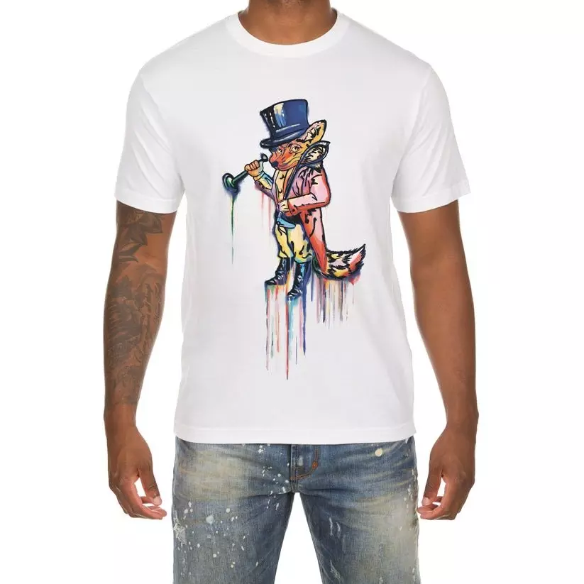 AKOO Men's Slick Ink Short Sleeve Knit Tee - WHITE