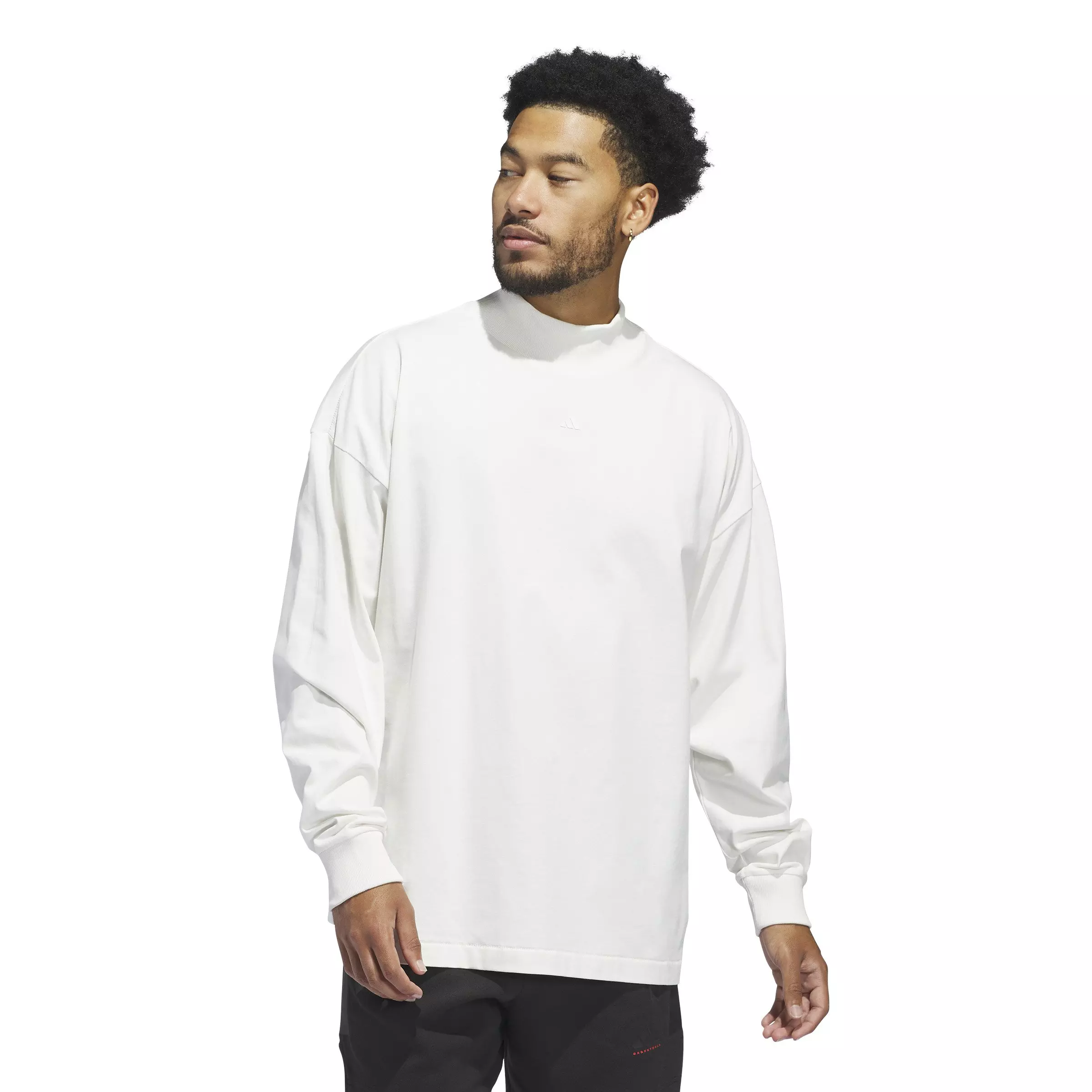 adidas Men's Basketball Long-Sleeve Shirt - White - WHITE