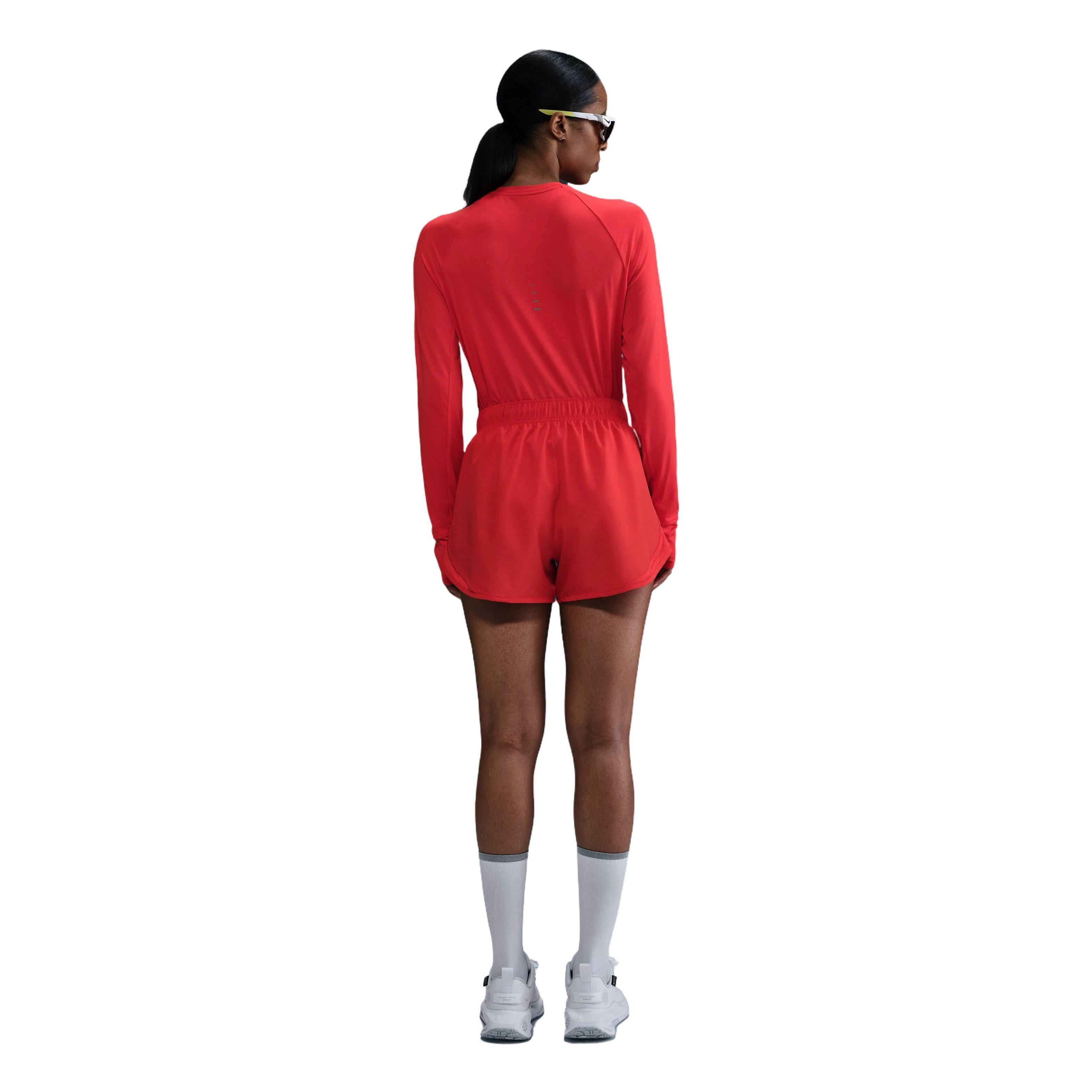 Nike Women's Swift Dri-FIT UV Long-Sleeve Crewneck Running Top - Red - RED Thumbnail View 5