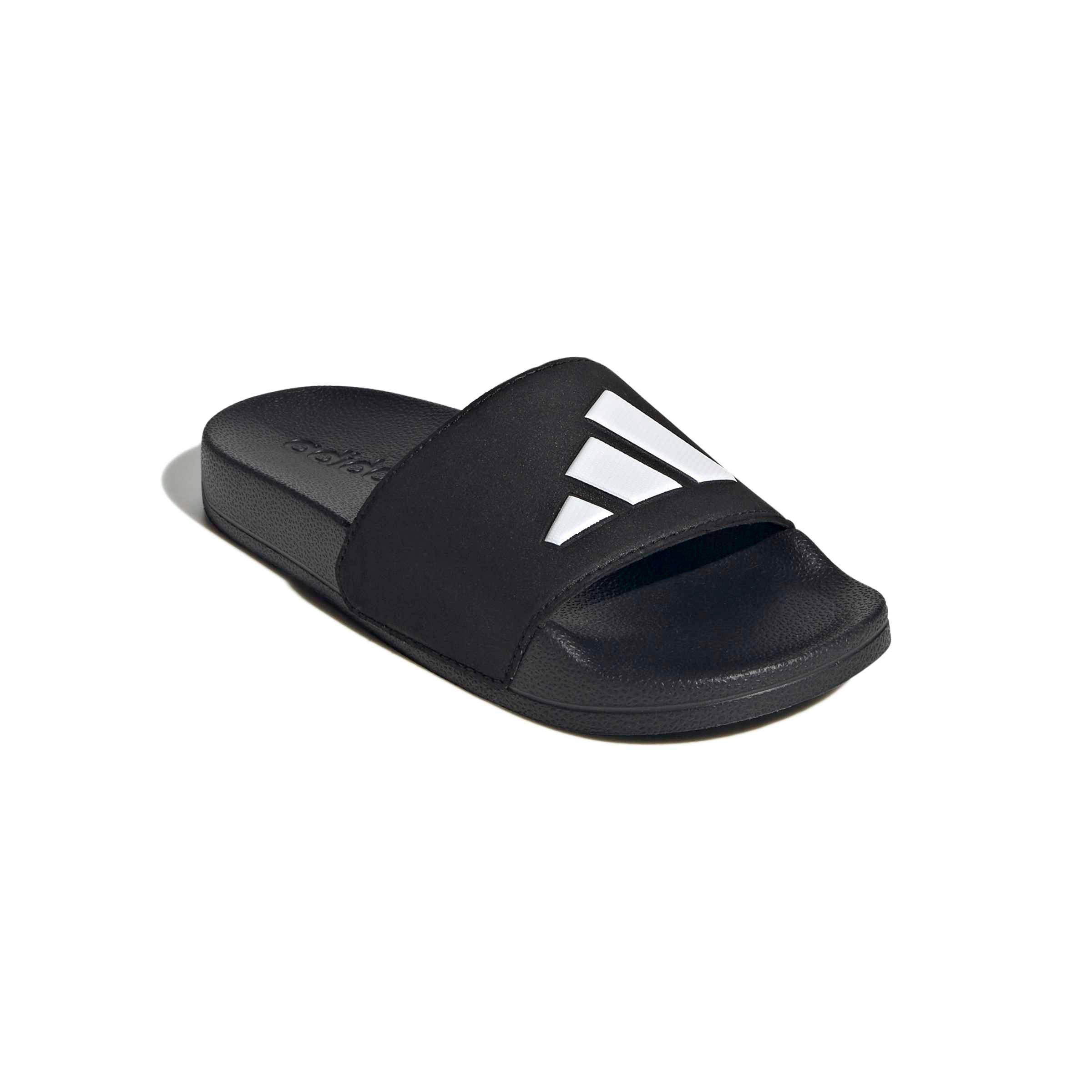 adidas Adilette Shower Logo "Core Black/Ftwr White/Core Black" Preschool Boys' Sandal - BLACK/WHITE/BLACK Thumbnail View 3