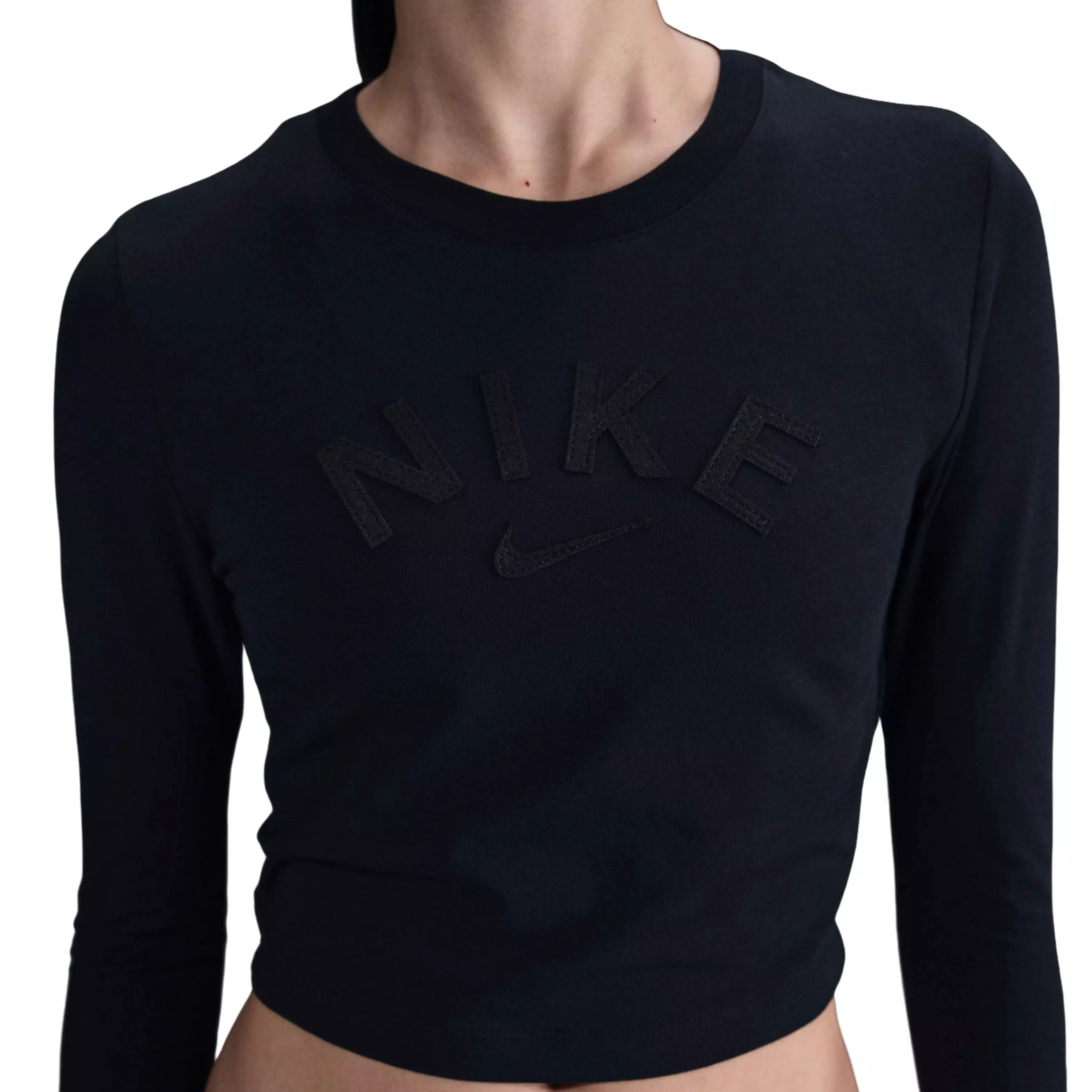 Nike Women's Sportswear Chill Knit Slim Cropped T-Shirt-Black - BLACK