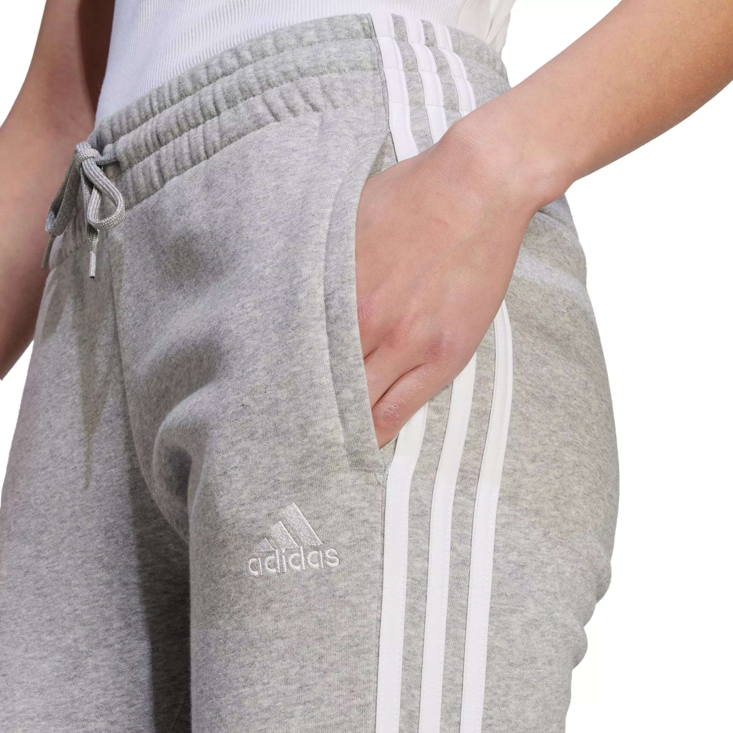 adidas Women's Essentials 3-Stripes Fleece Pant - Grey - GREY