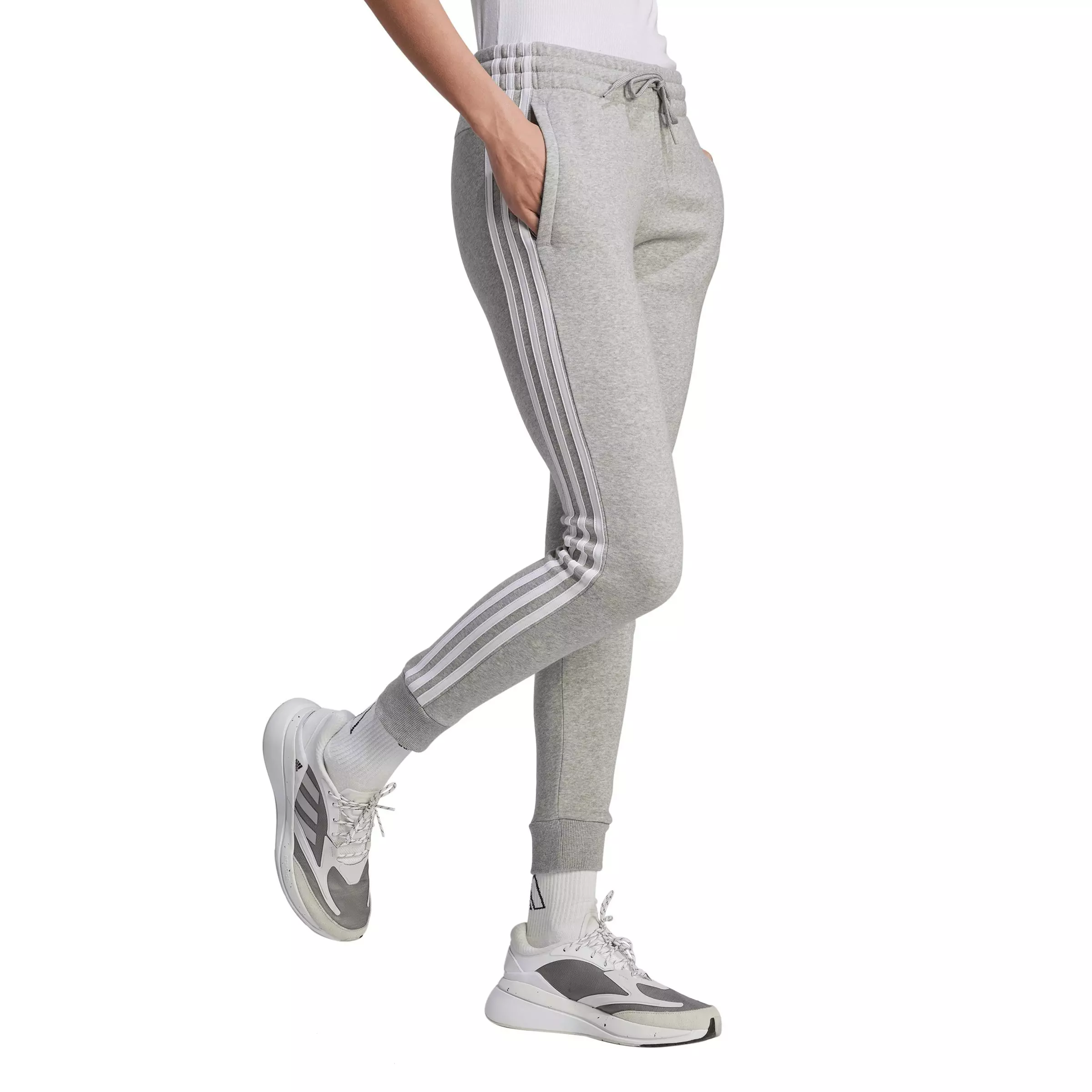 adidas Women's Essentials 3-Stripes Fleece Pant - Grey - GREY